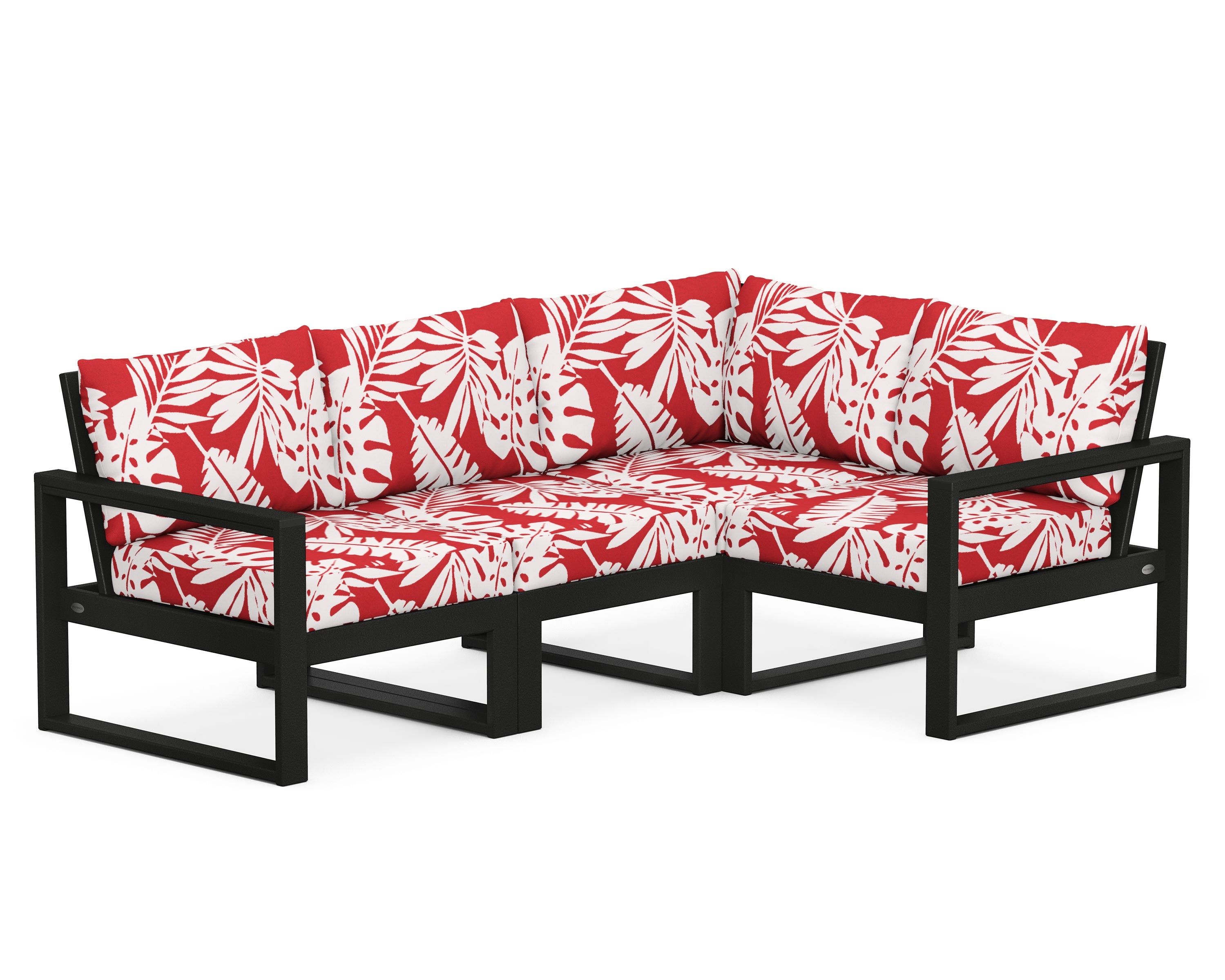 POLYWOOD® EDGE 4-Piece Modular Deep Seating Set in Black / Leaf Crimson