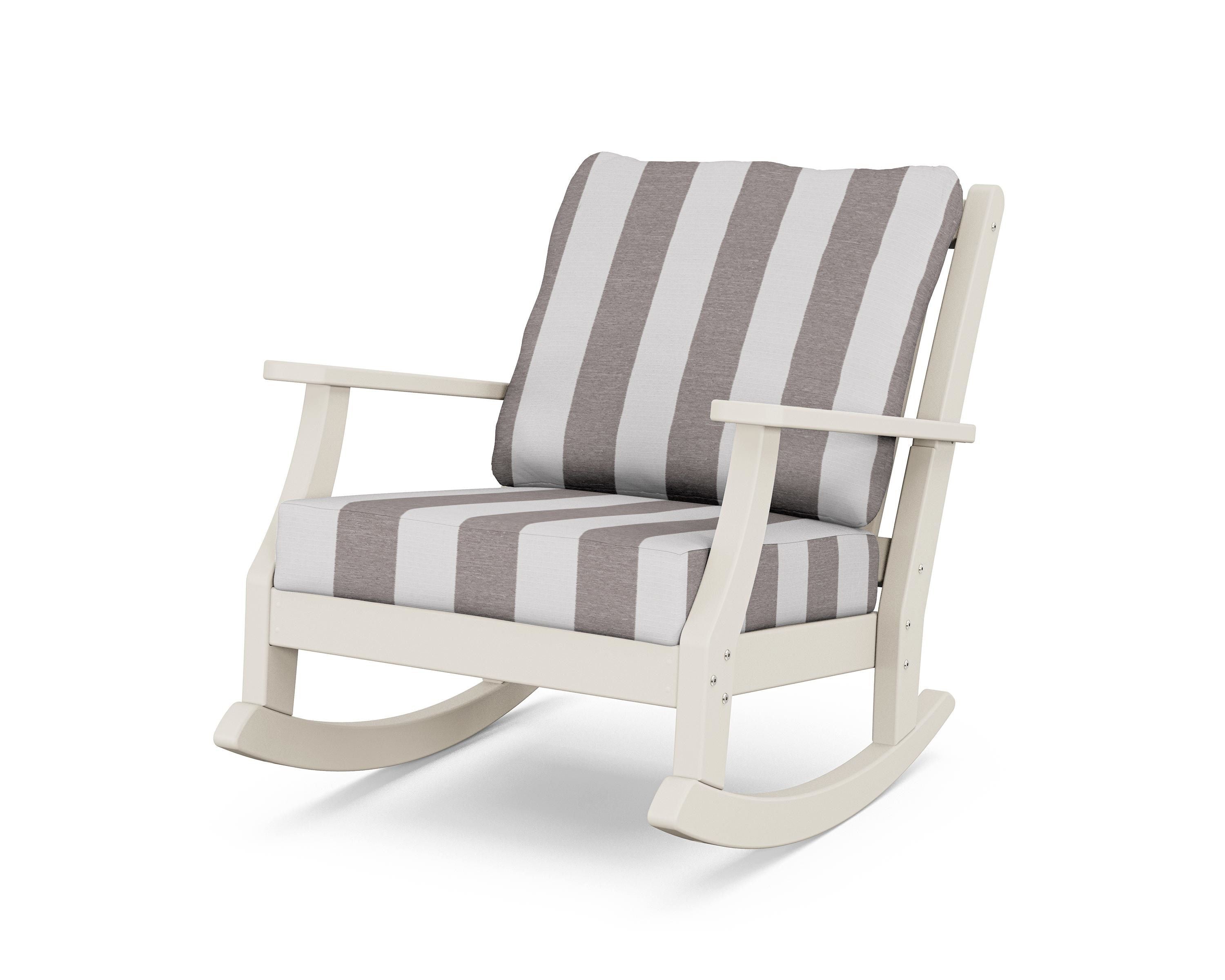 Country Living Wovendale Deep Seating Rocking Chair in Sand / Cabana Stripe Grey Mist