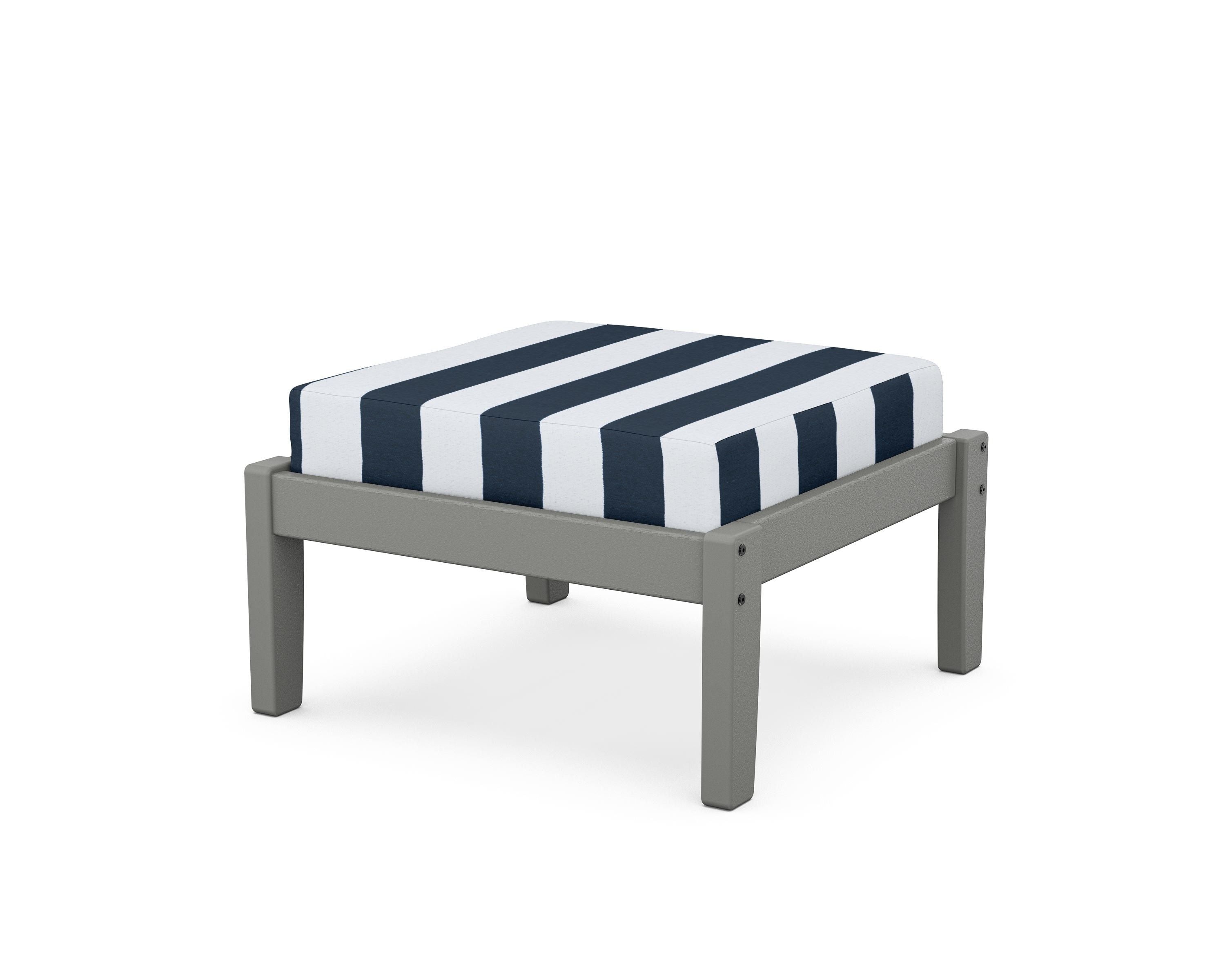 Unbranded Deep Seating Ottoman in Slate Grey / Cabana Stripe Marine Indigo