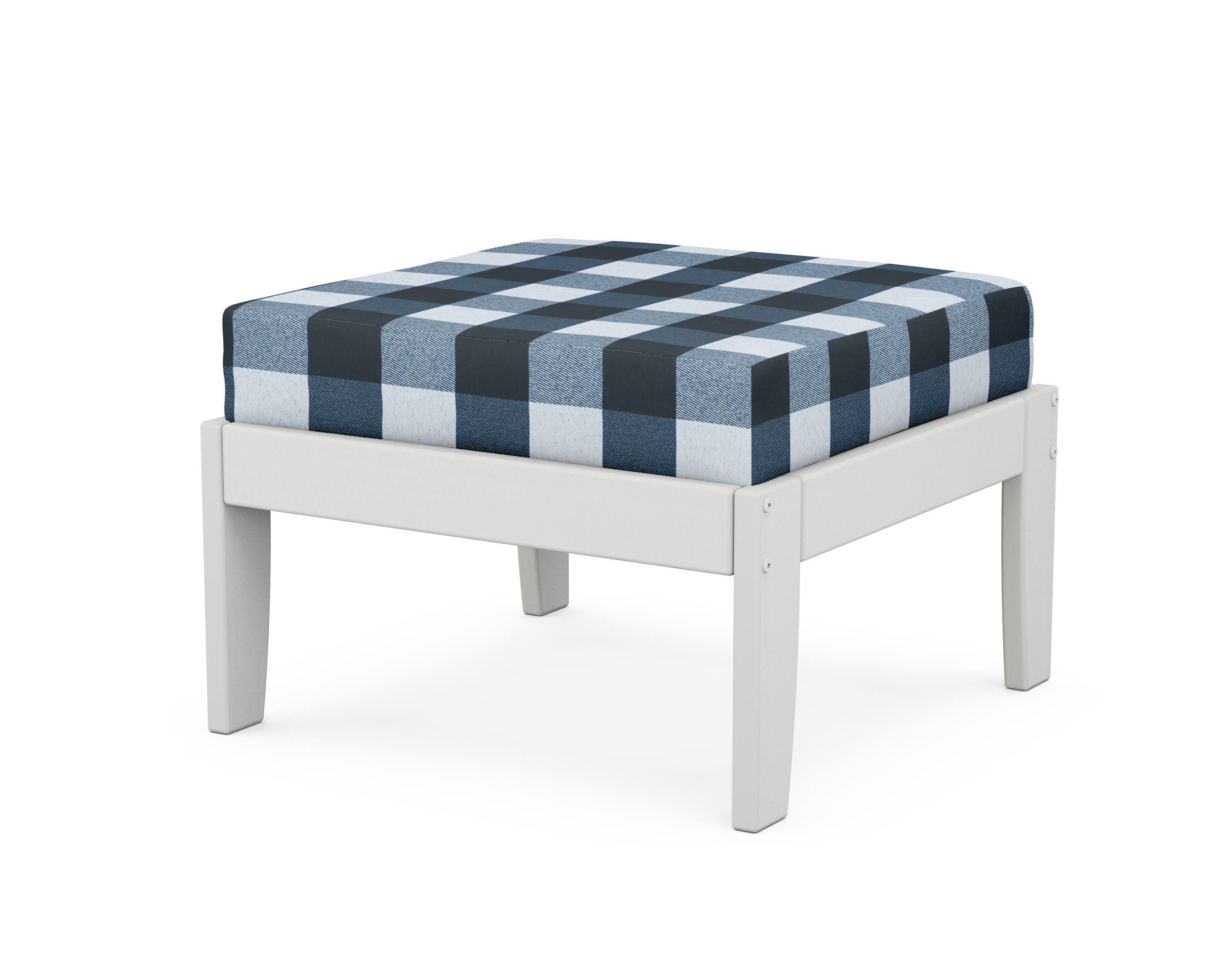 Unbranded Modular Ottoman - Classic in White / Buffalo Plaid Marine Indigo