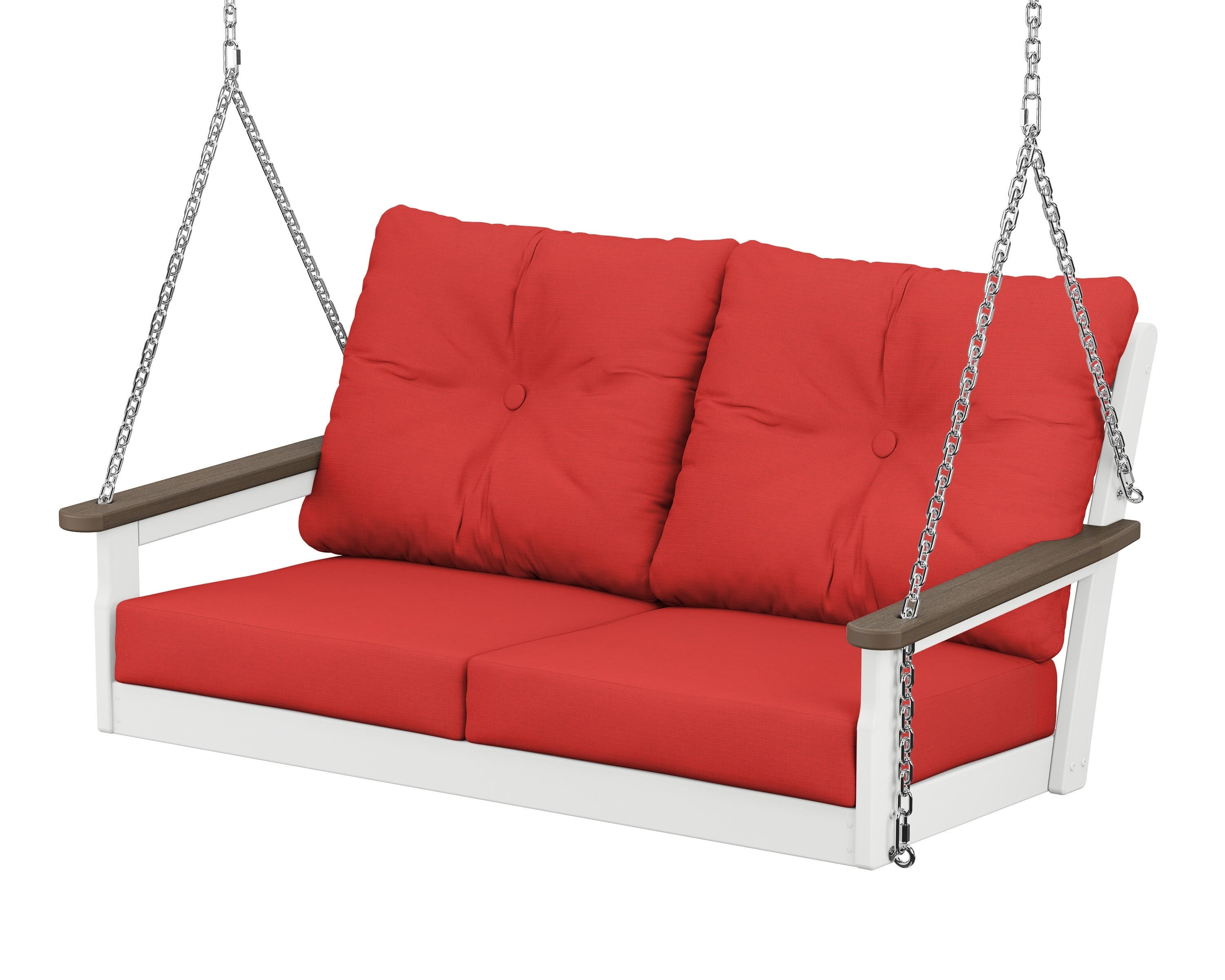 POLYWOOD® Vineyard Deep Seating Swing in White / Kona / Crimson Linen