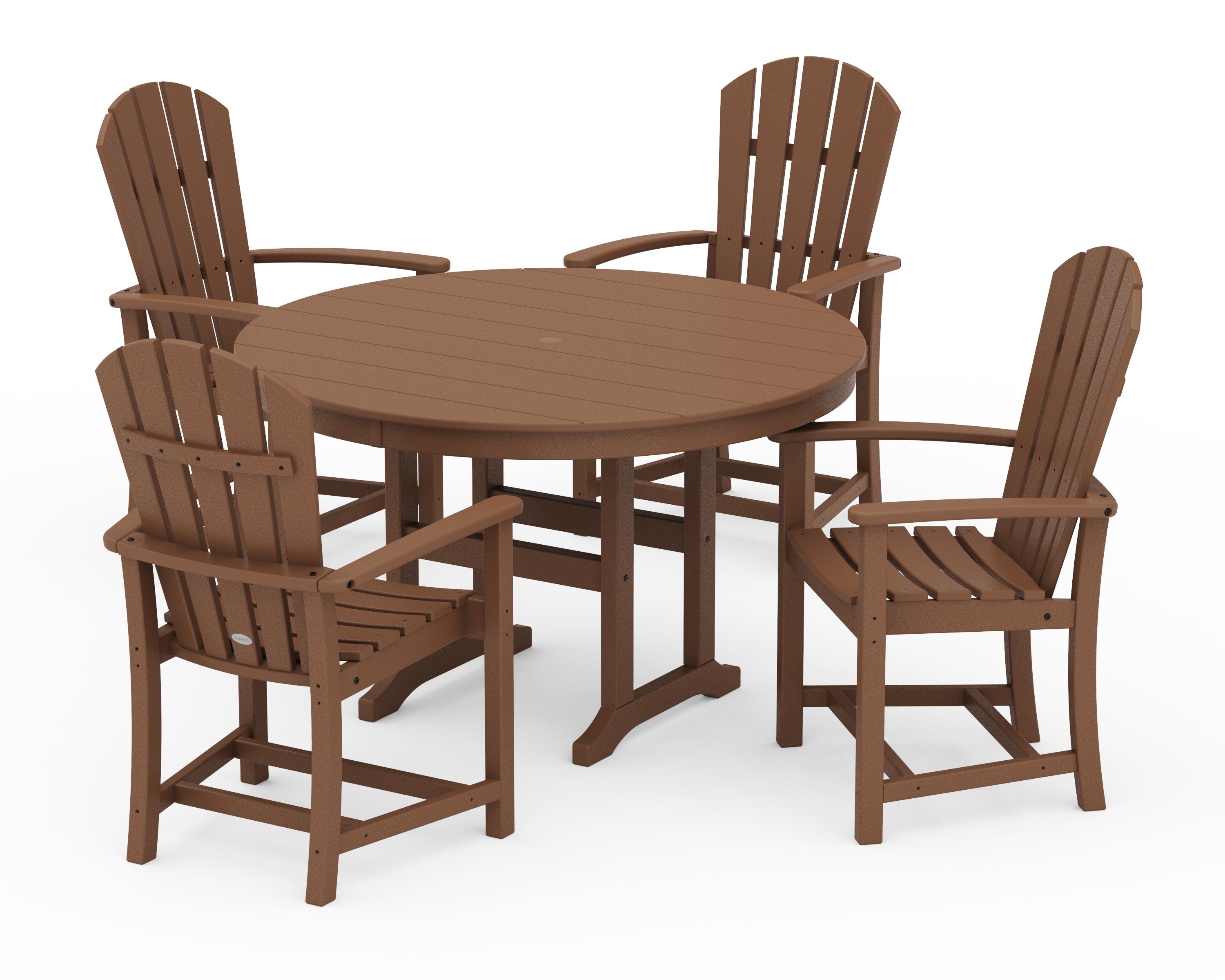 POLYWOOD® Palm Coast 5-Piece Round Farmhouse Dining Set in Teak
