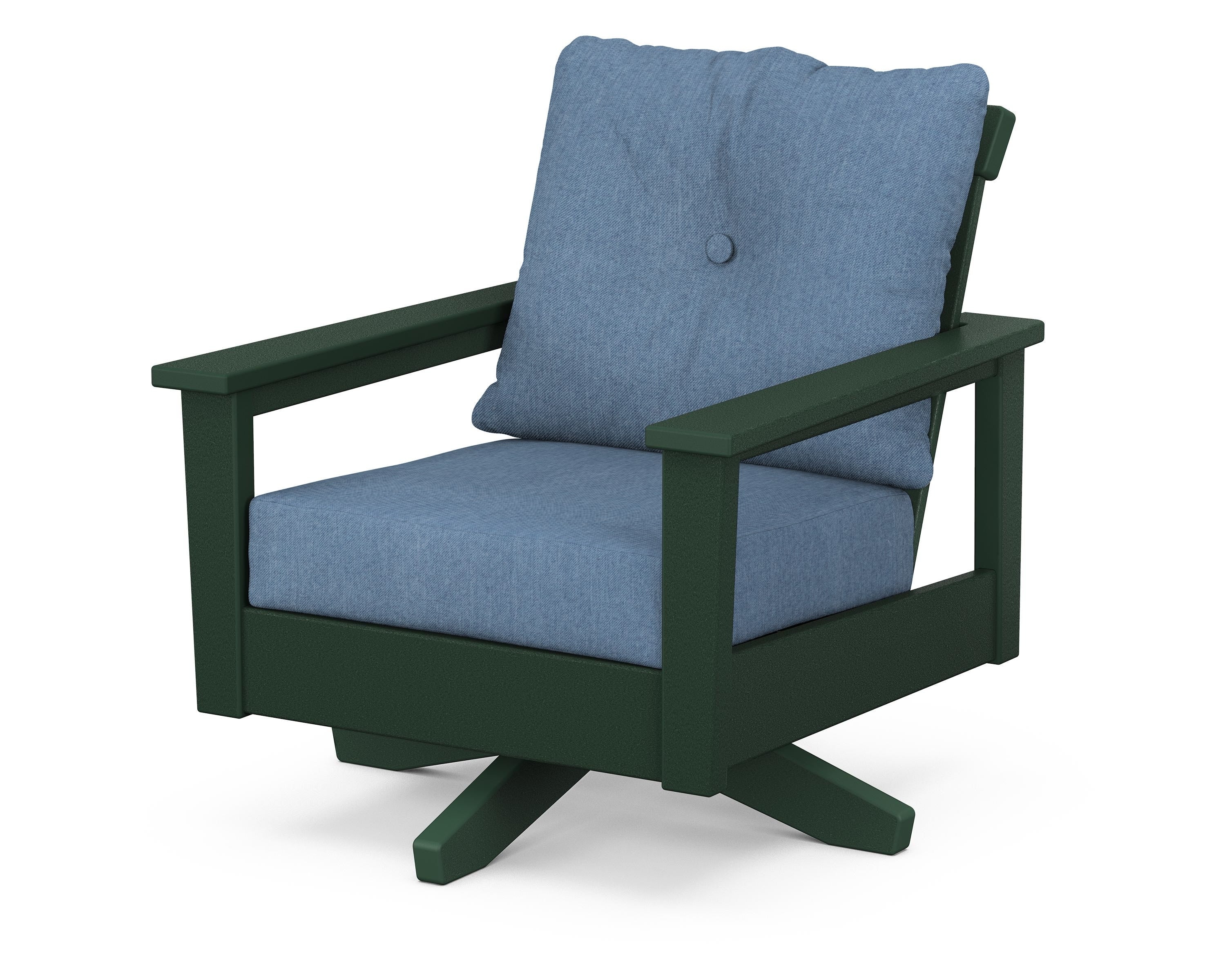 POLYWOOD® Prescott Deep Seating Swivel Chair in Green / Sky Blue