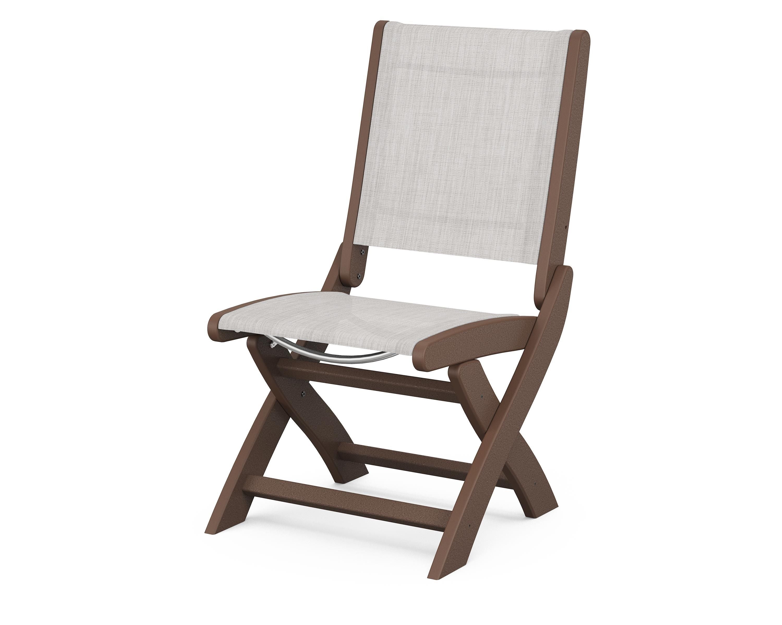 POLYWOOD® Coastal Folding Side Chair in Mahogany / Parchment Sling