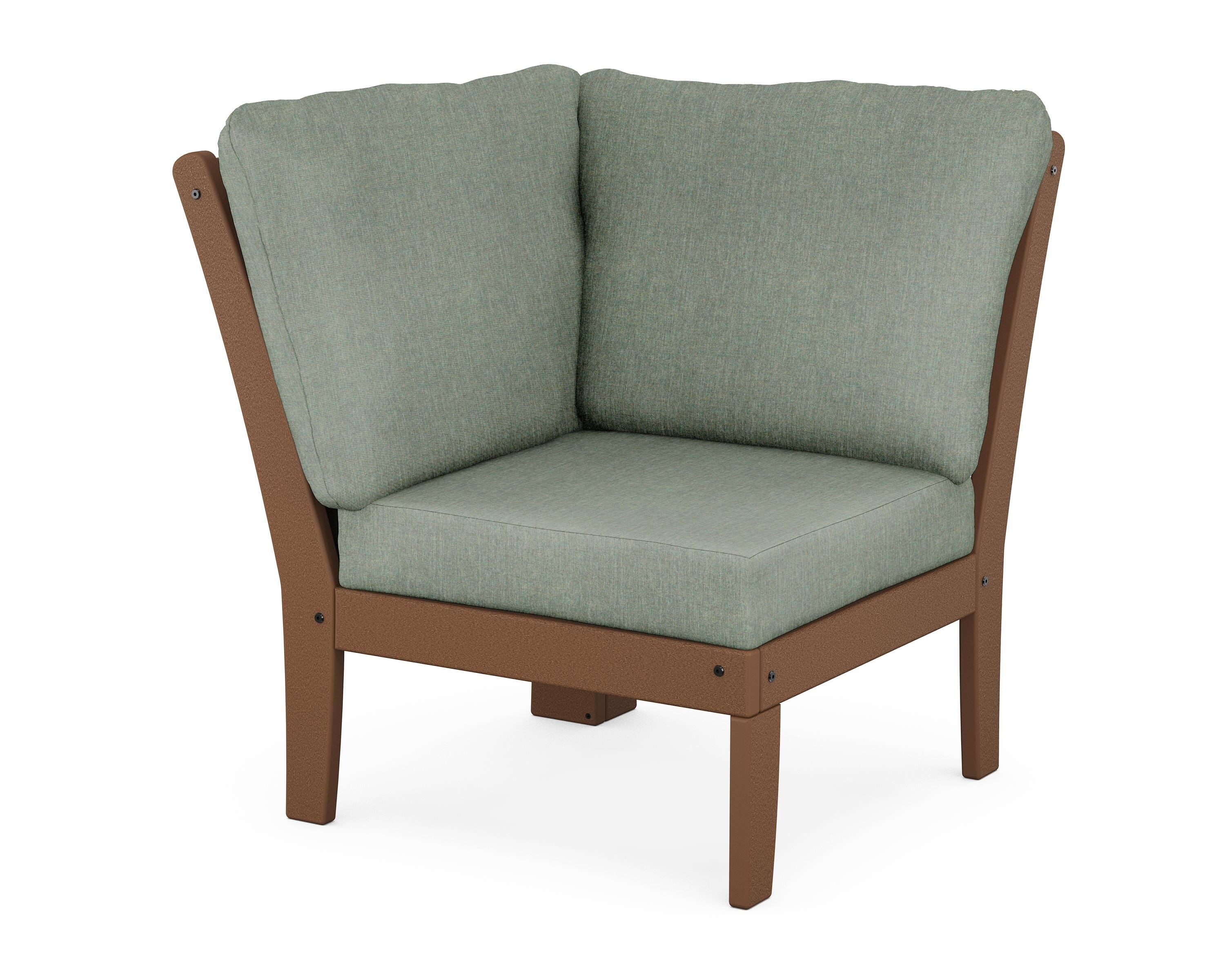 POLYWOOD® Braxton Modular Corner Chair in Teak / Cast Sage