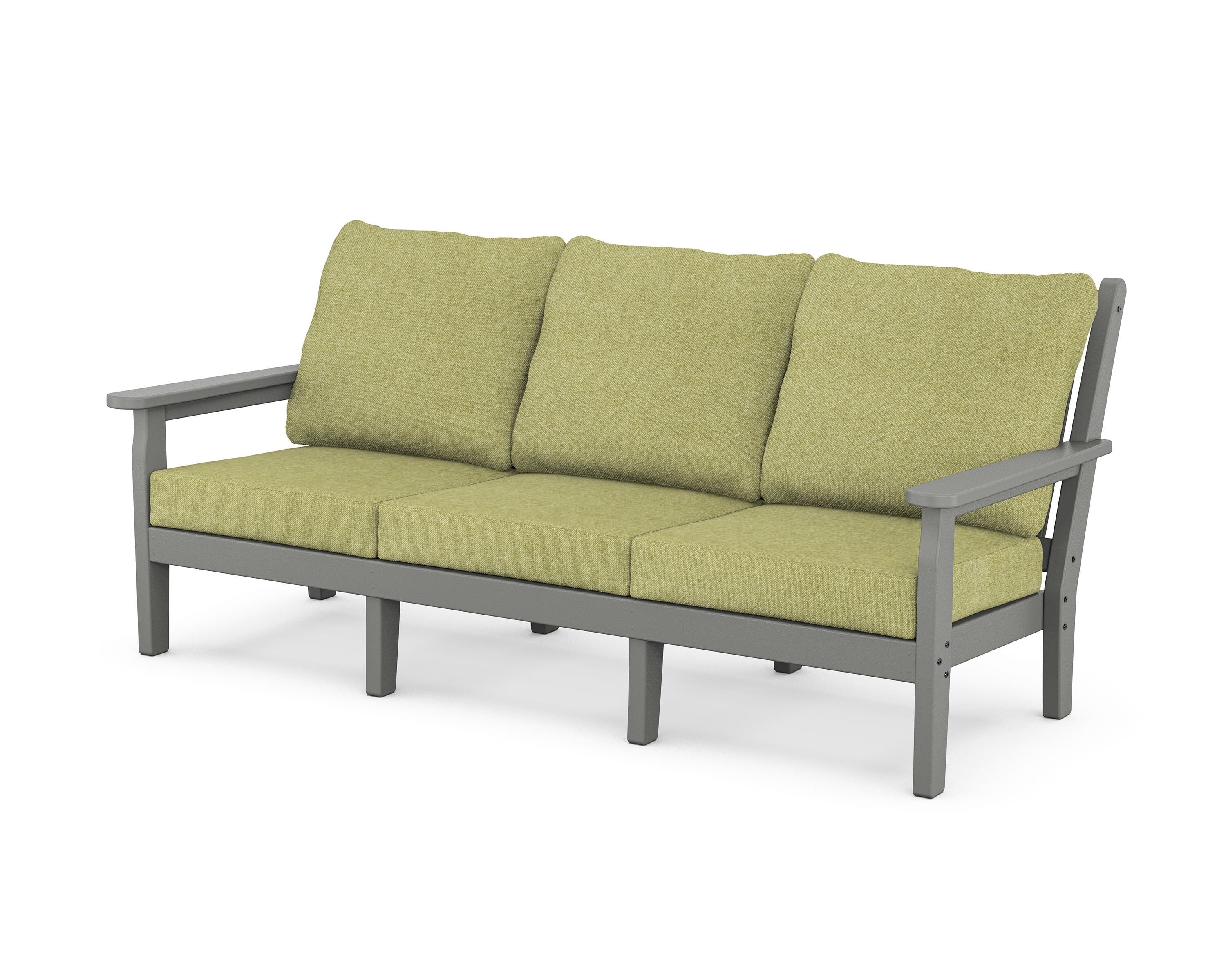 POLYWOOD® Chippendale Deep Seating Sofa in Slate Grey / Chartreuse Boucle