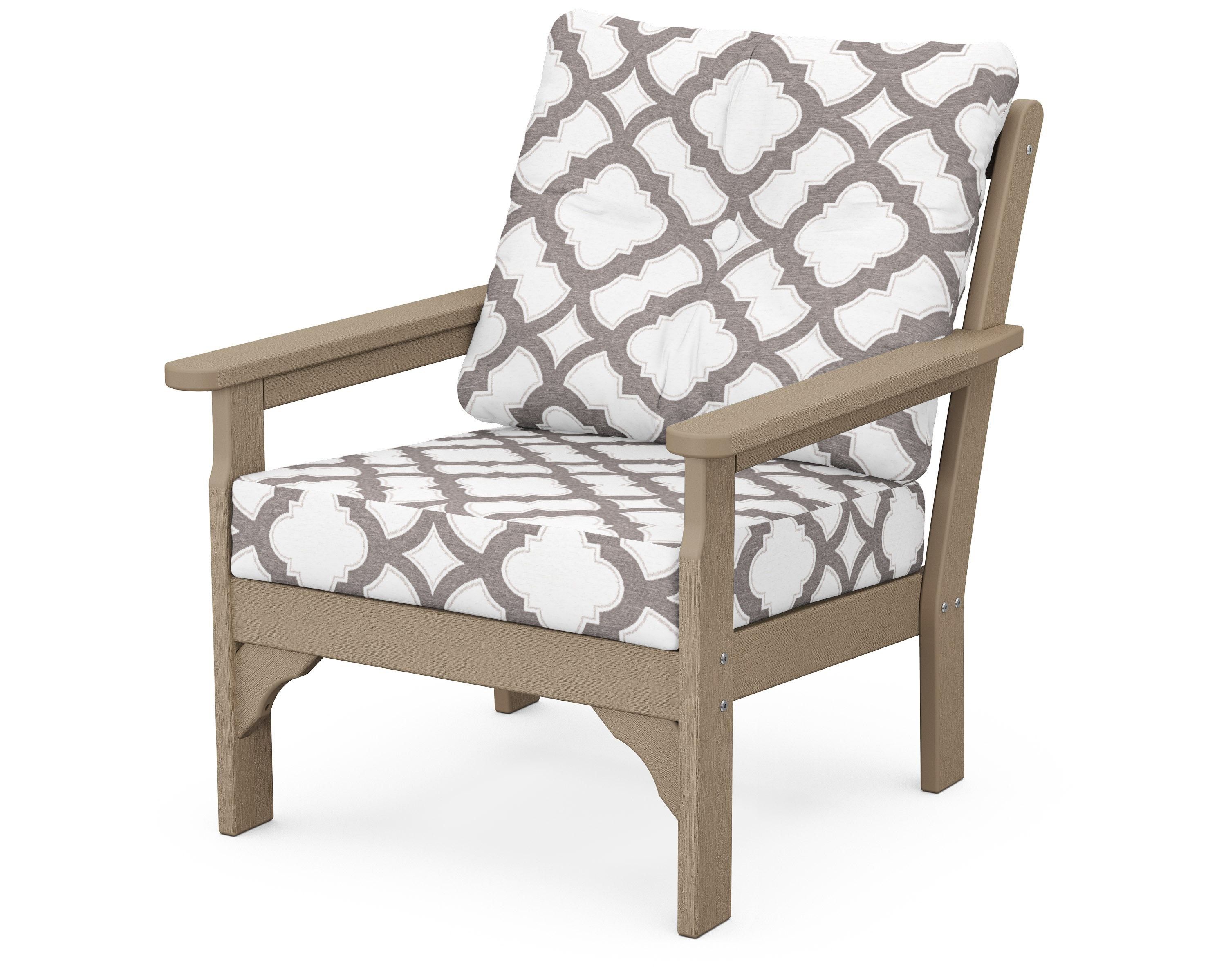 POLYWOOD® Vineyard Deep Seating Chair in Vintage Sahara / Trellis Grey Mist