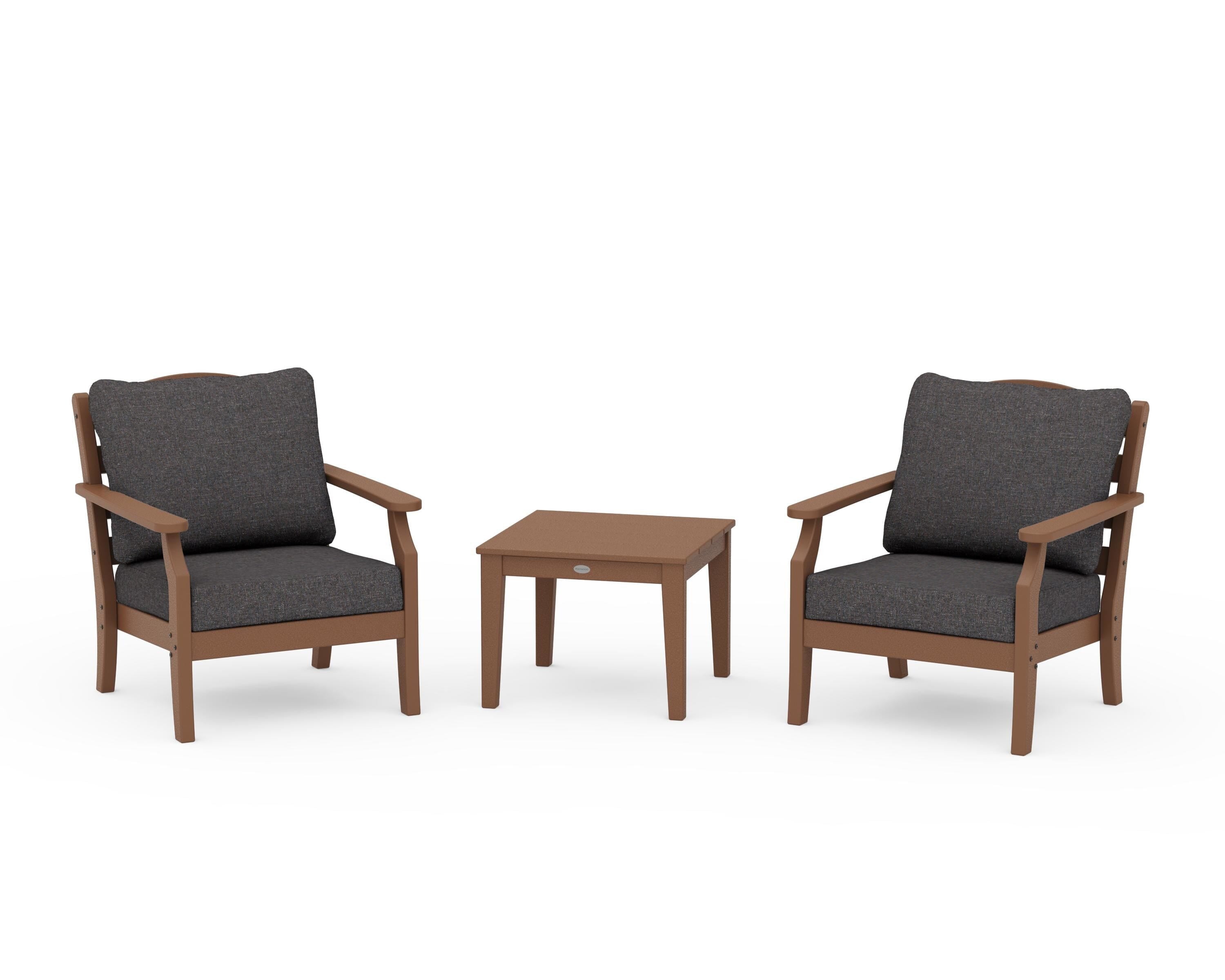 Draper James™ by POLYWOOD® Savannah 3-Piece Deep Seating Set in Teak / Ash Charcoal