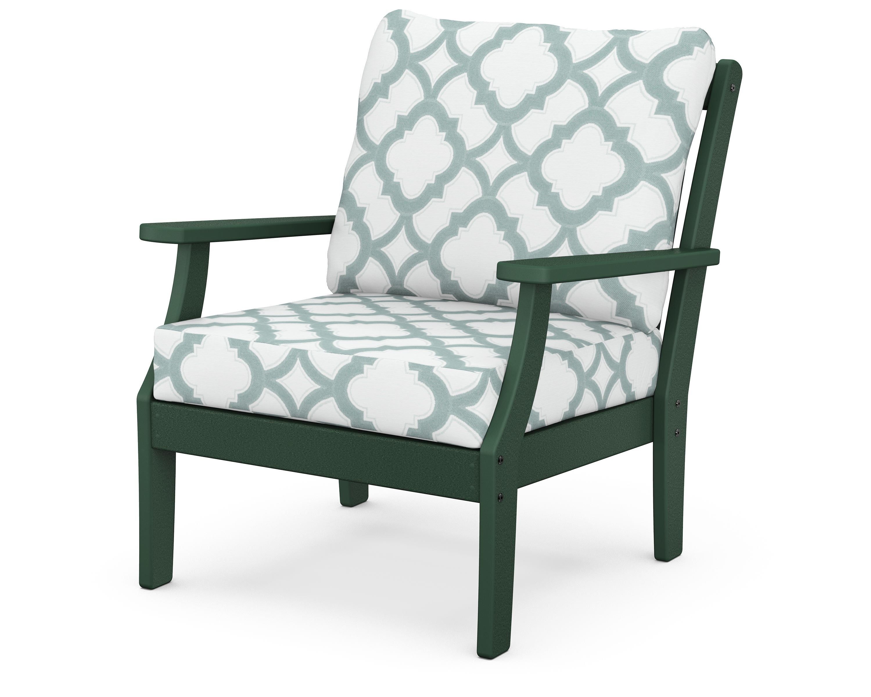 POLYWOOD® Braxton Deep Seating Chair in Green / Trellis Glacier Spa