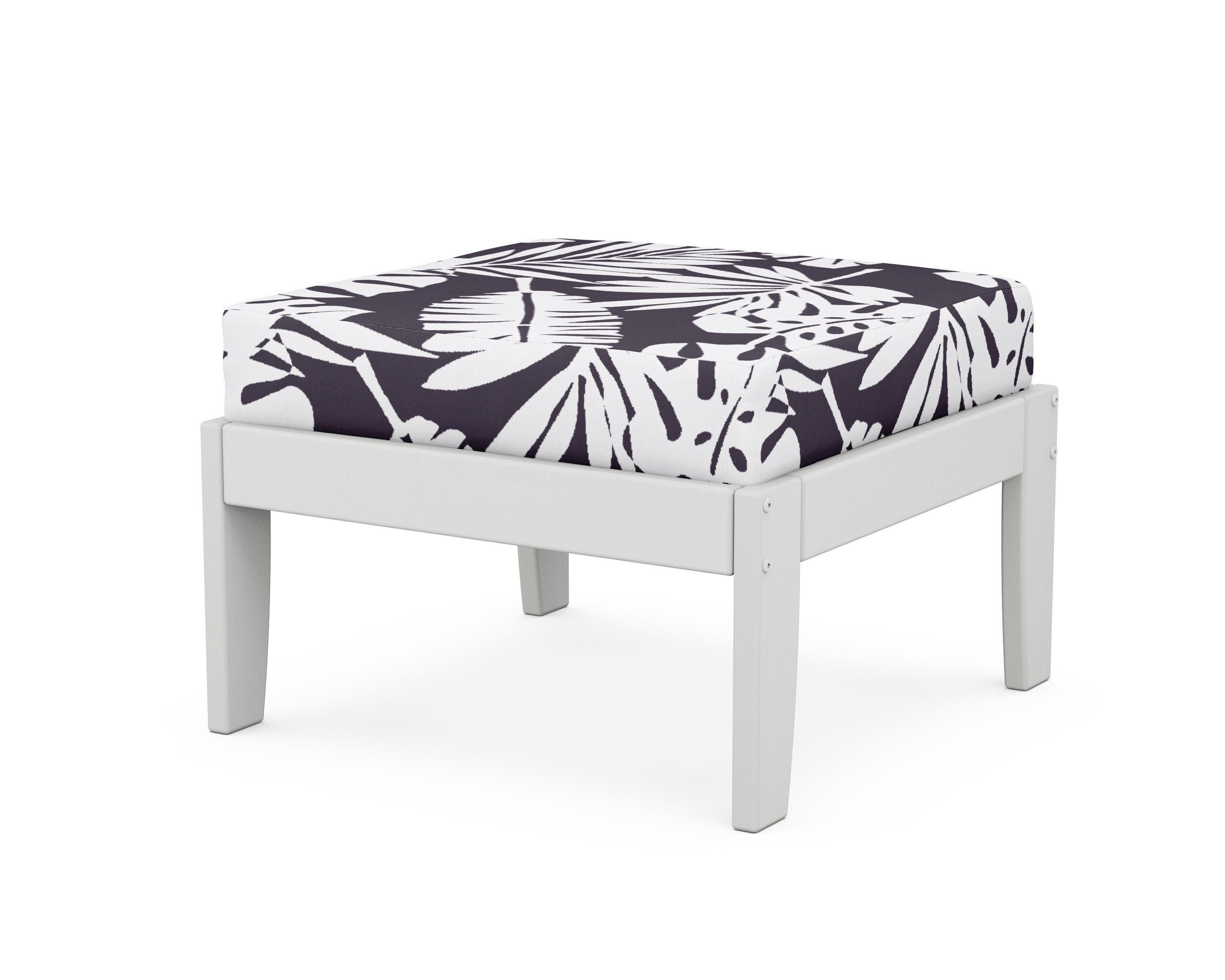 Unbranded Modular Ottoman - Classic in White / Leaf Navy