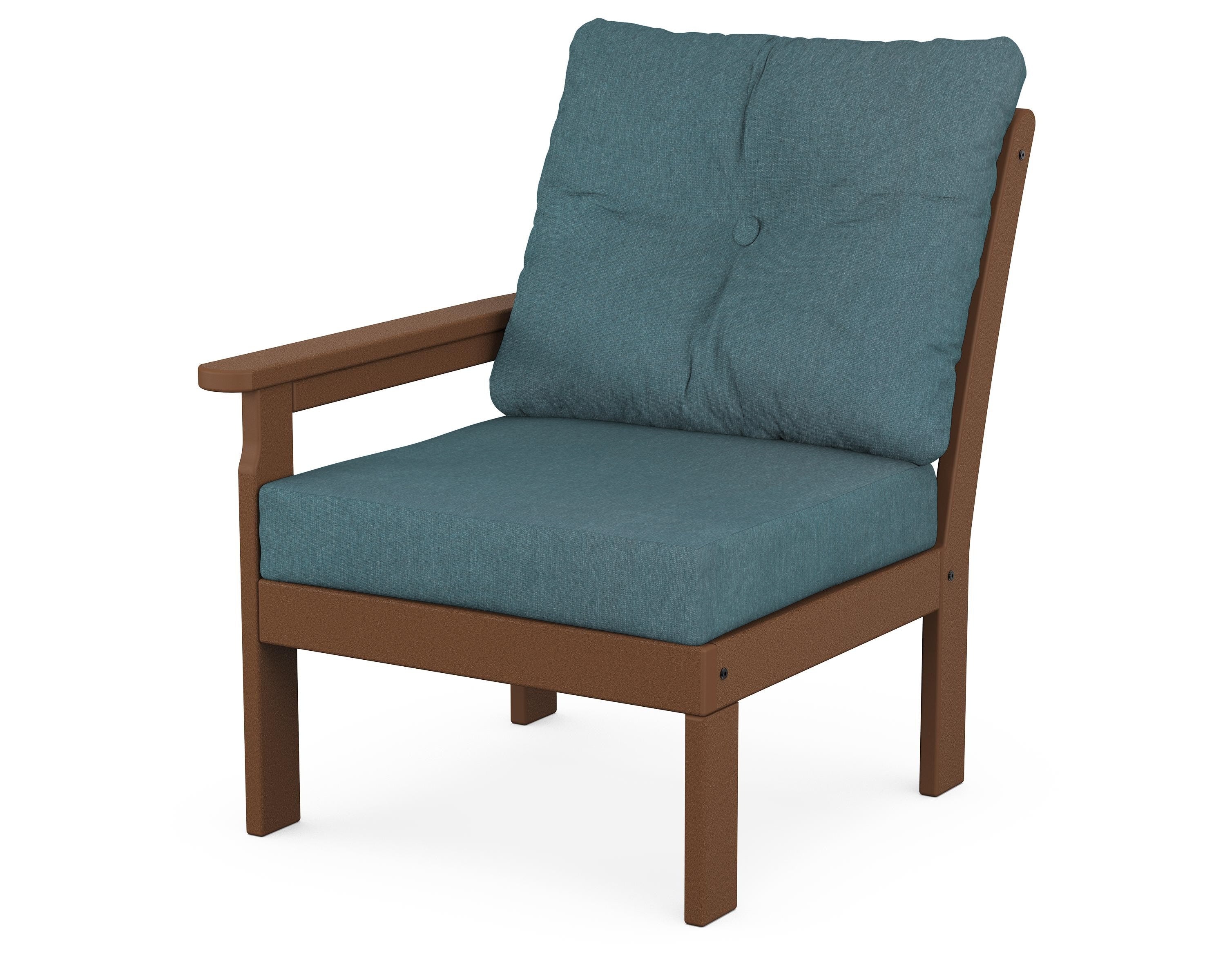 POLYWOOD® Vineyard Modular Left Arm Chair in Teak / Ocean Teal