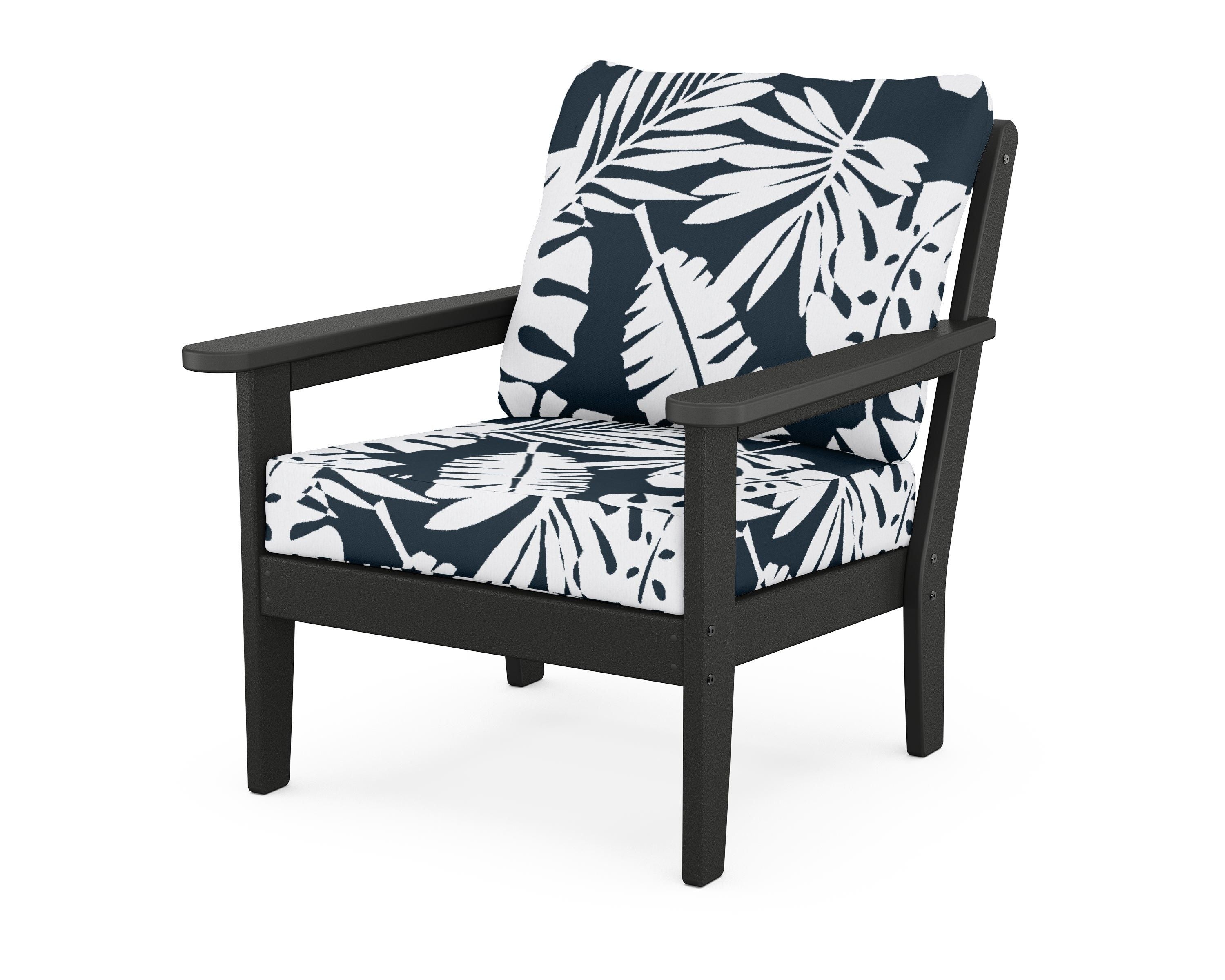 Country Living Cottage Deep Seating Chair in Black / Leaf Marine Indigo