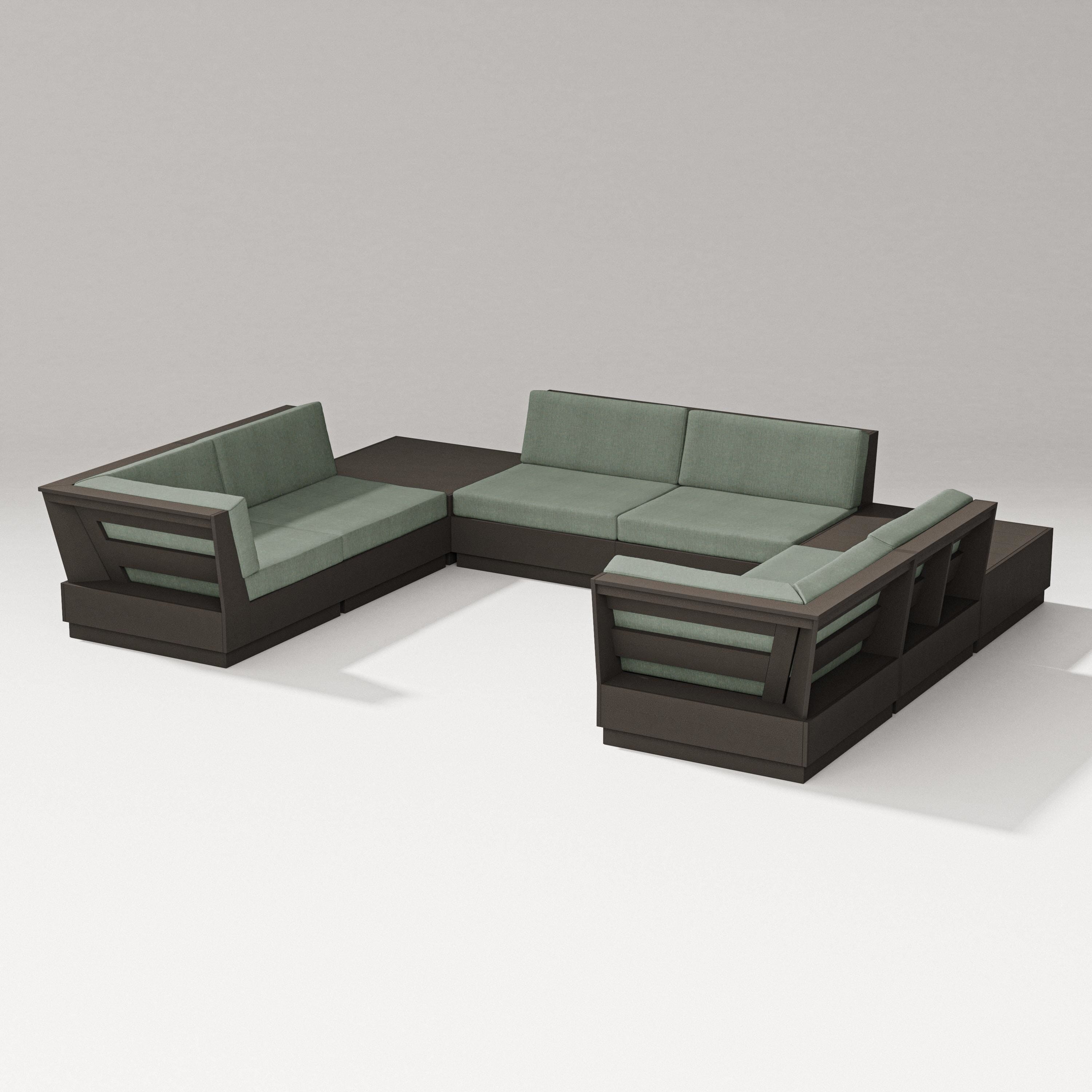 PW Designer Series Elevate 8-Piece U-Shaped Sectional in Vintage Coffee / Cast Sage