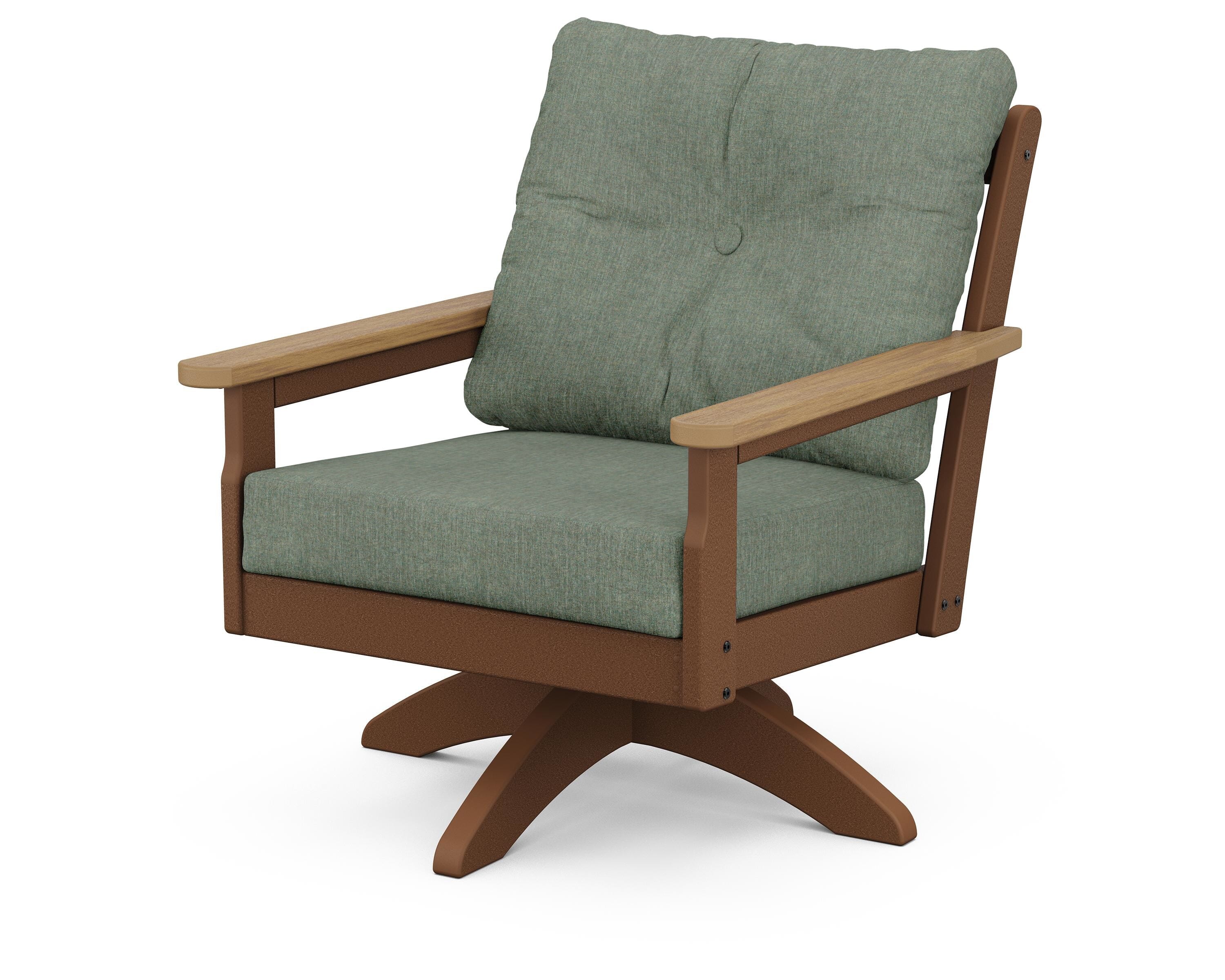 POLYWOOD® Vineyard Deep Seating Swivel Chair in Teak / Natural / Cast Sage