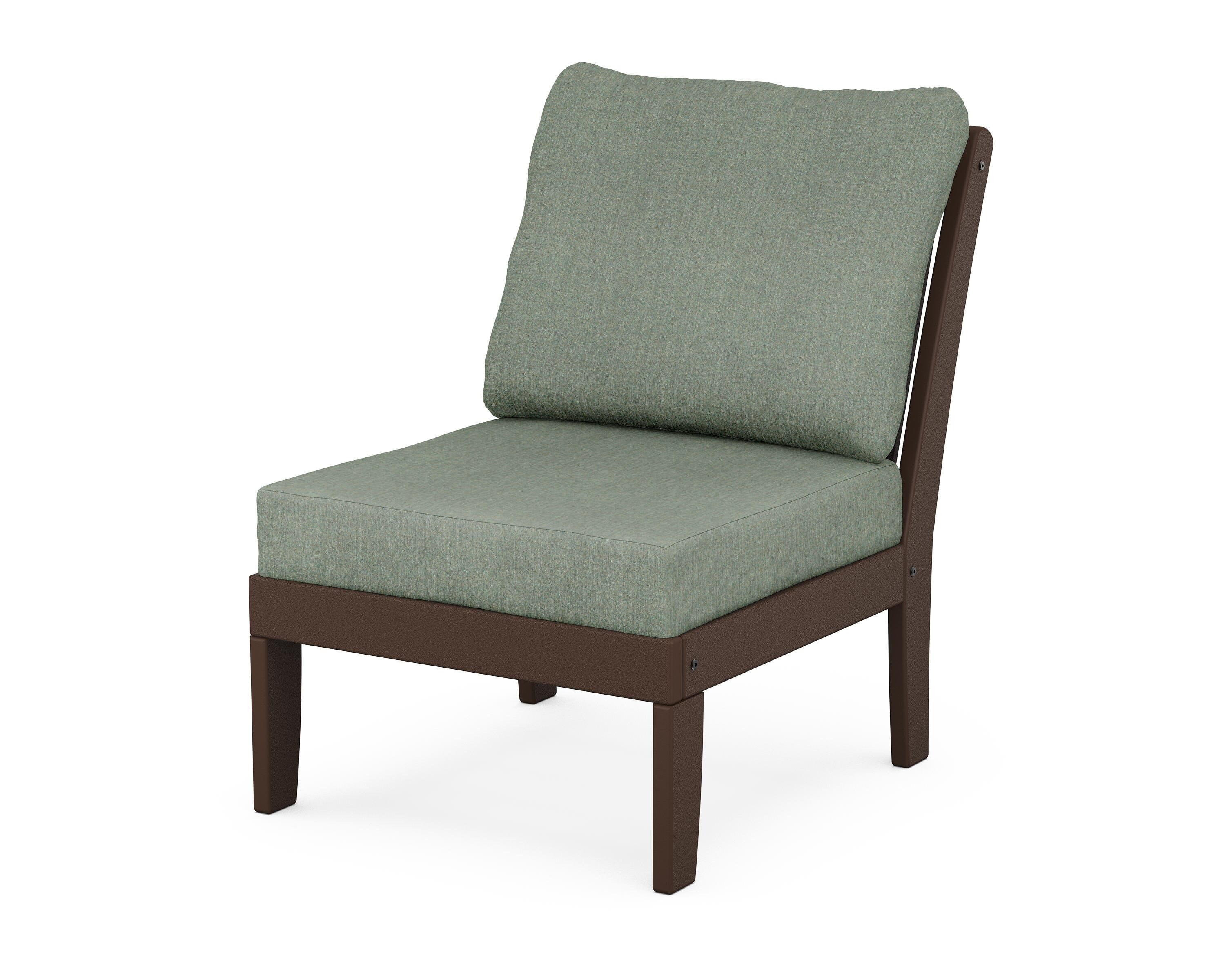 POLYWOOD® Braxton Modular Armless Chair in Mahogany / Cast Sage