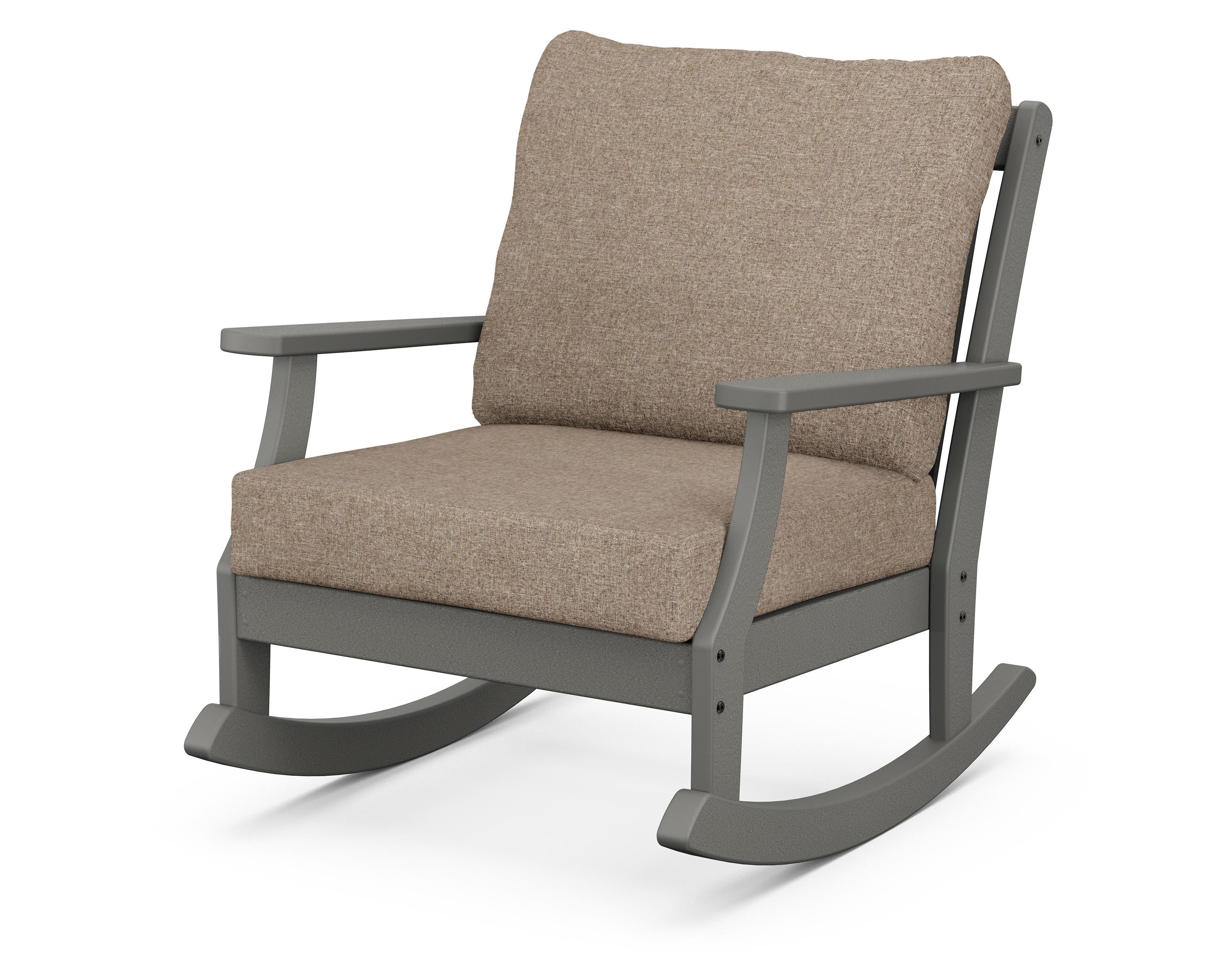 POLYWOOD® Braxton Deep Seating Rocking Chair in Slate Grey / Spiced Burlap