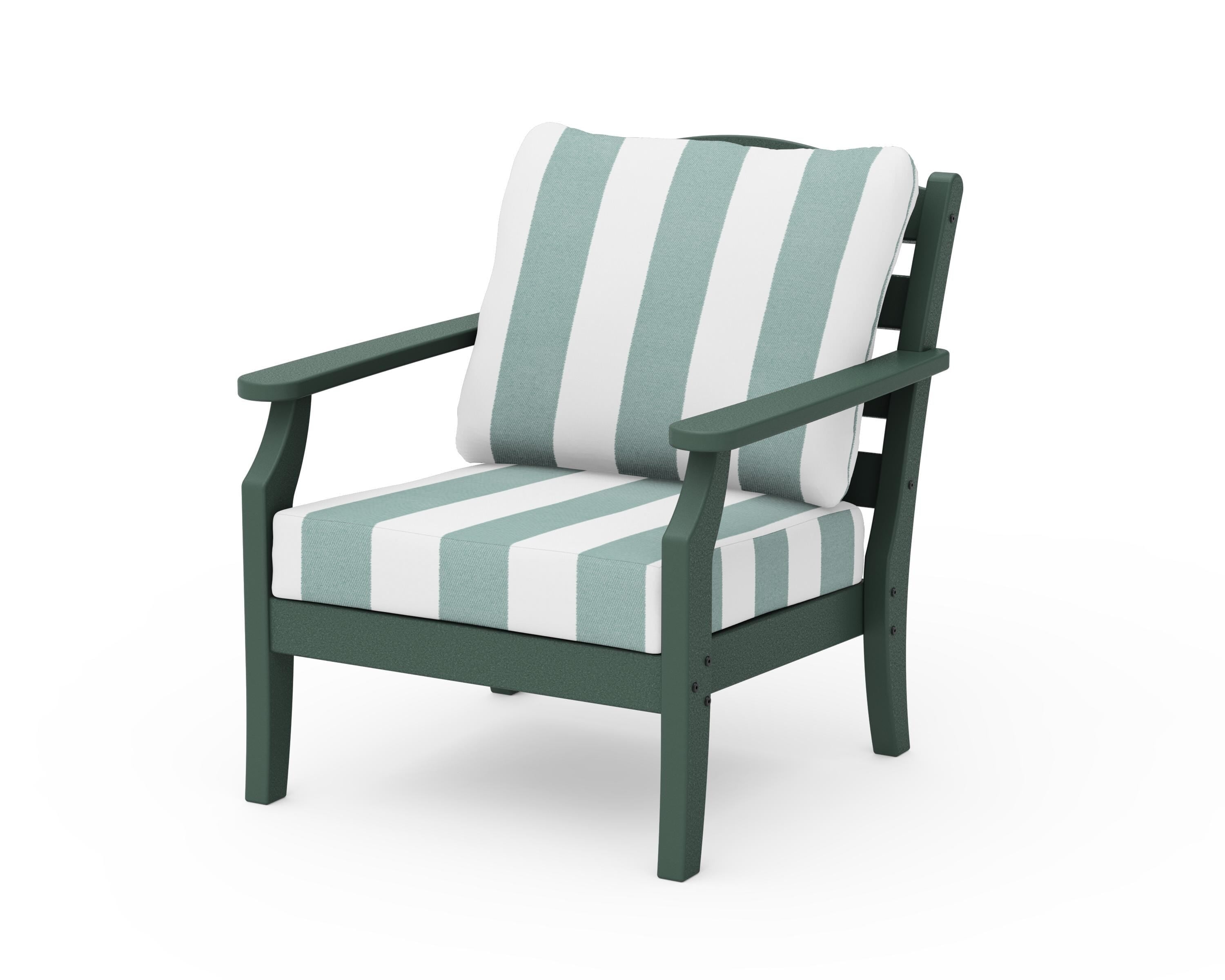 Draper James™ by POLYWOOD® Savannah Deep Seating Chair in Green / Cabana Stripe Glacier Spa