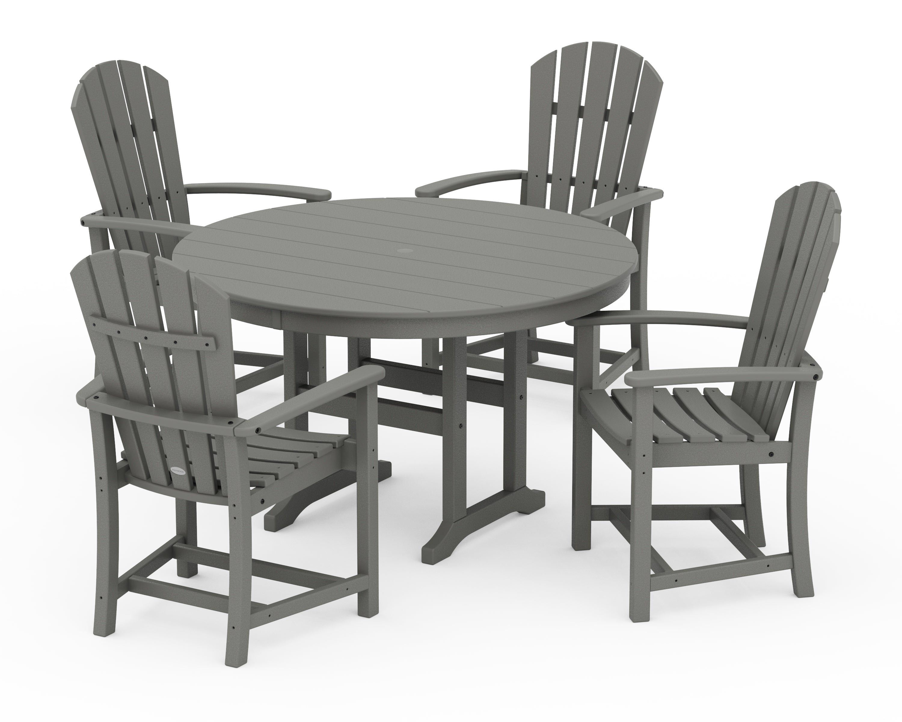 POLYWOOD® Palm Coast 5-Piece Round Farmhouse Dining Set in Slate Grey