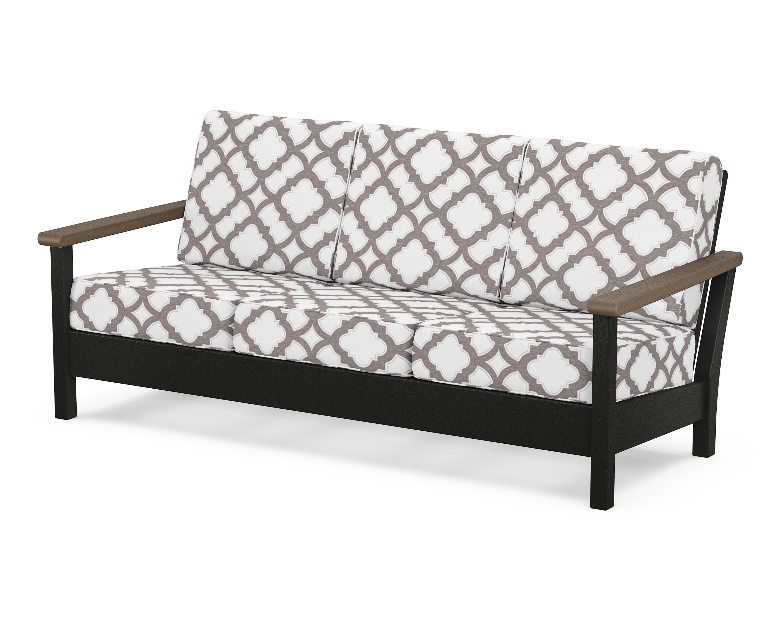 POLYWOOD® Harbour Deep Seating Sofa in Black / Kona / Trellis Grey Mist