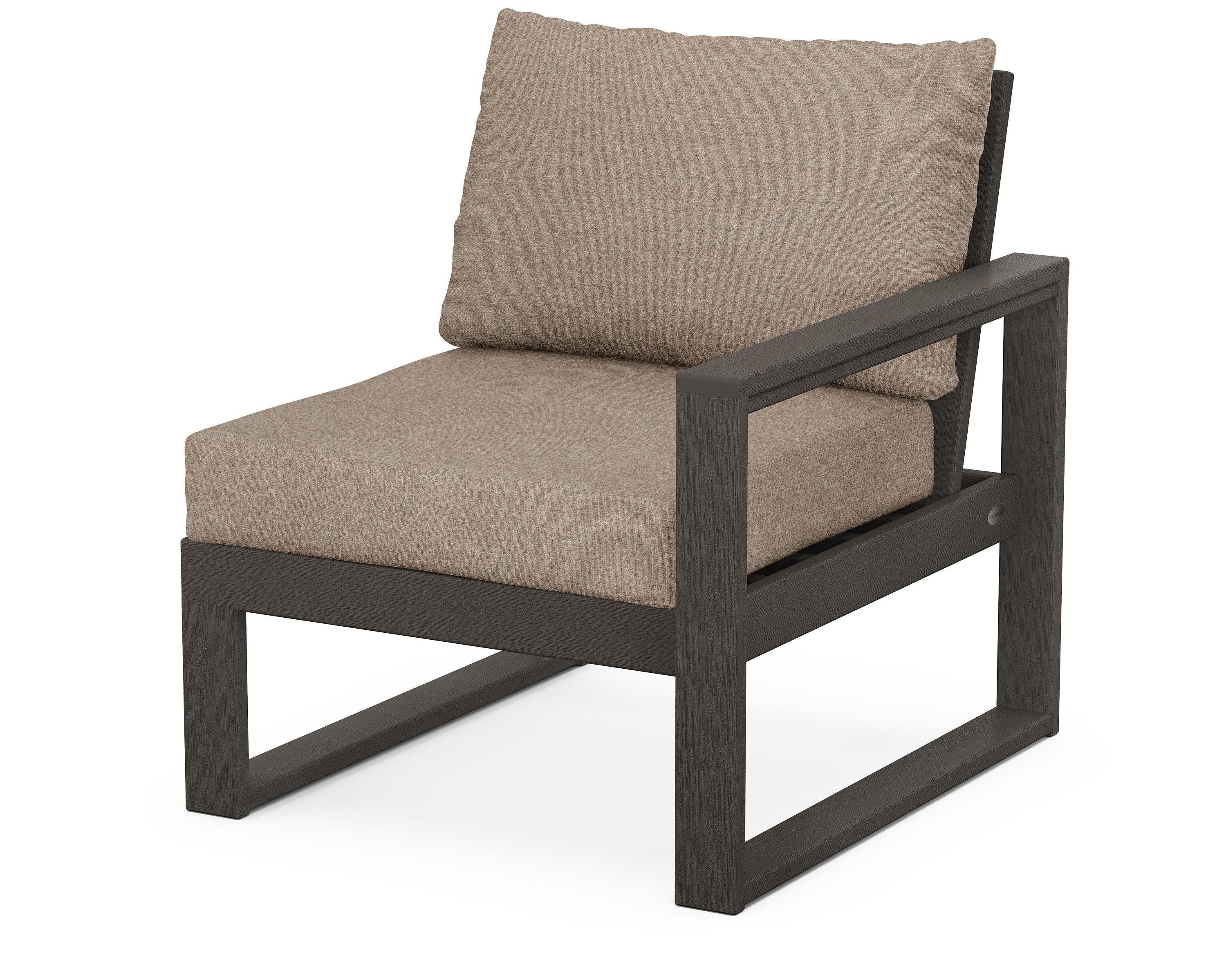 POLYWOOD® EDGE Modular Right Arm Chair in Vintage Coffee / Spiced Burlap