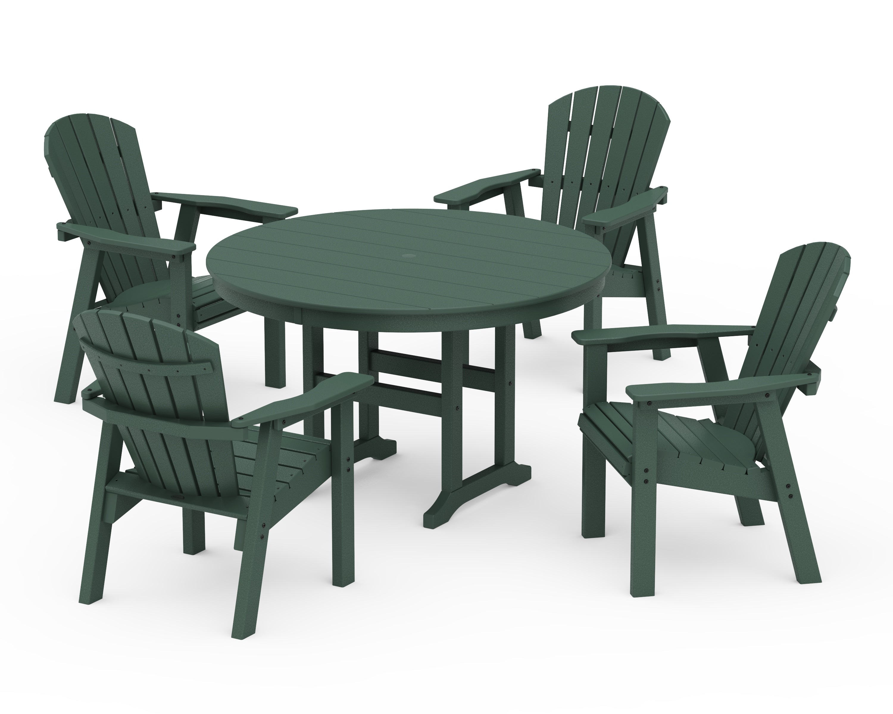 POLYWOOD® Seashell 5-Piece Round Farmhouse Dining Set in Green