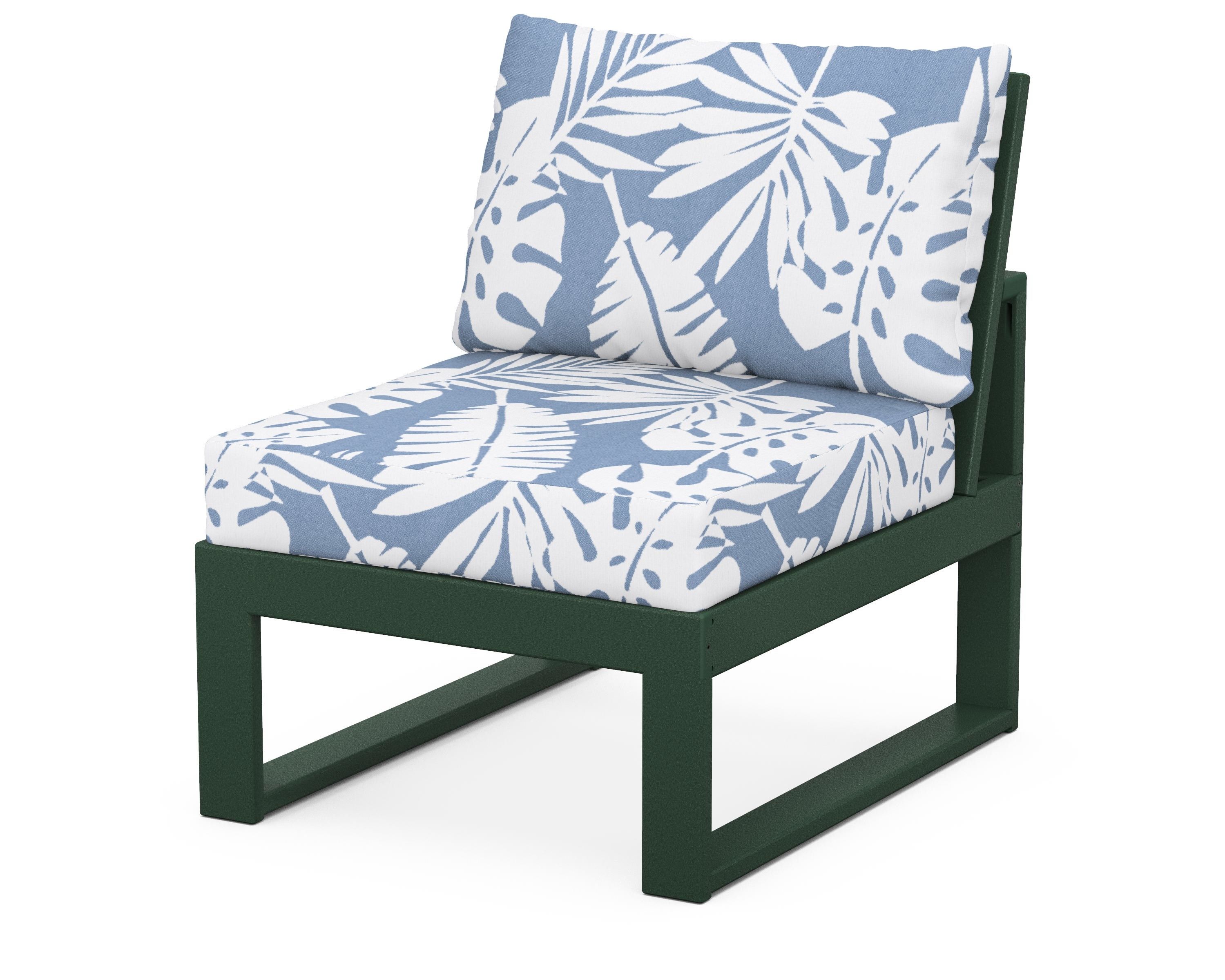 Unbranded Modular Armless Chair in Green / Leaf Sky Blue