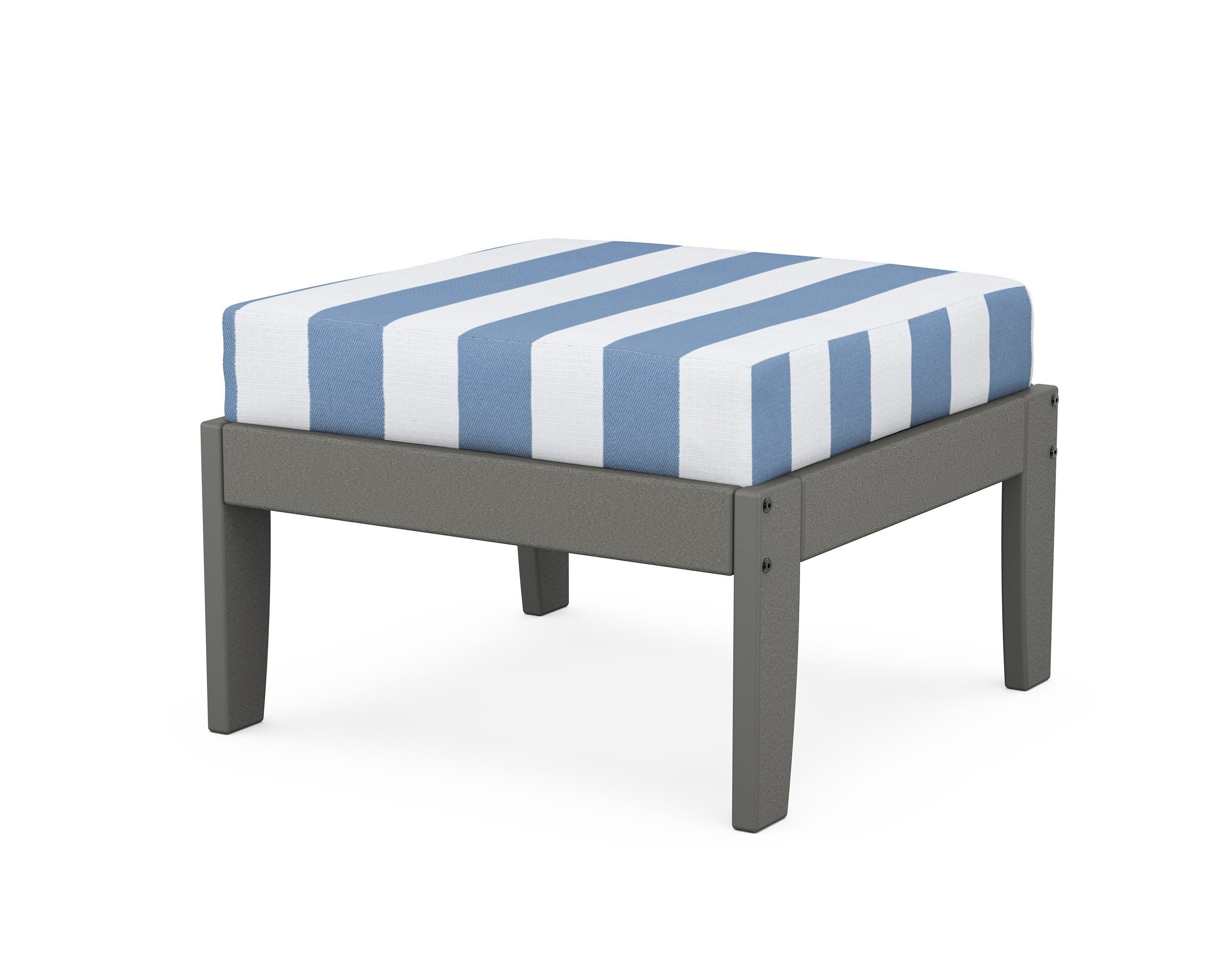 Unbranded Modular Ottoman - Classic in Slate Grey / Cabana Stripe Sky Blue