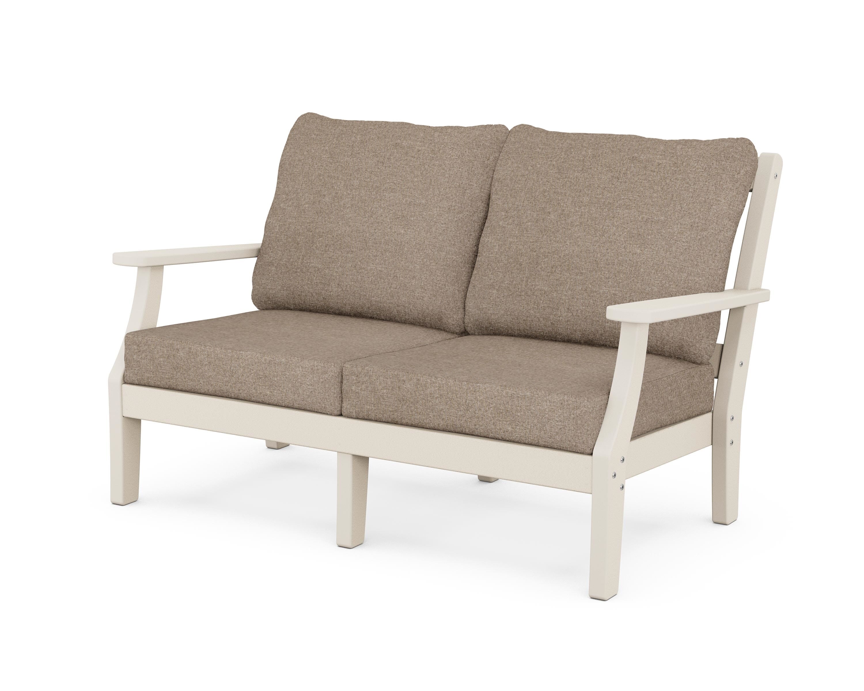 Martha Stewart by POLYWOOD® Chinoiserie Deep Seating Loveseat in Sand / Spiced Burlap