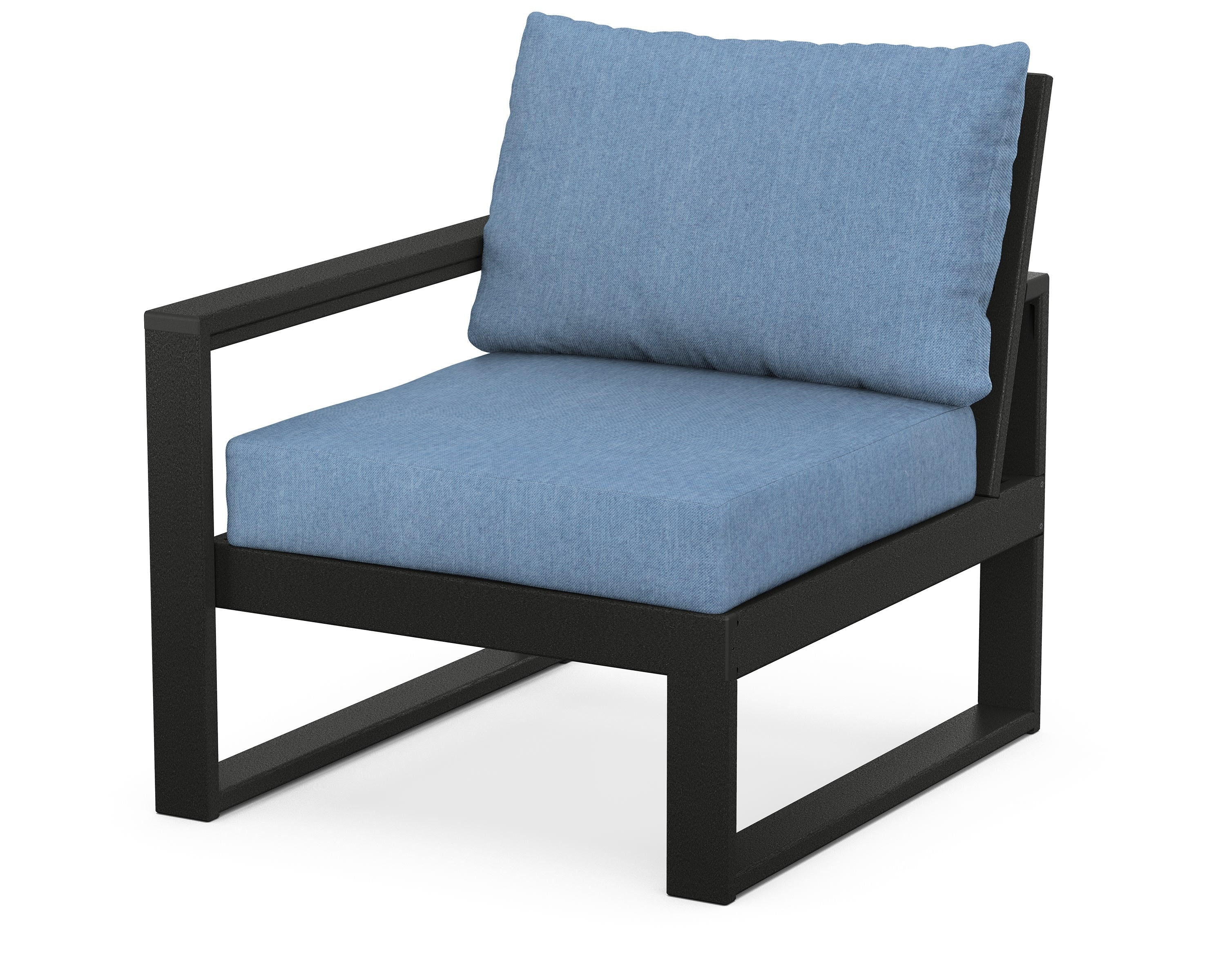 POLYWOOD® EDGE Modular Left Arm Chair in Black / Sky Blue