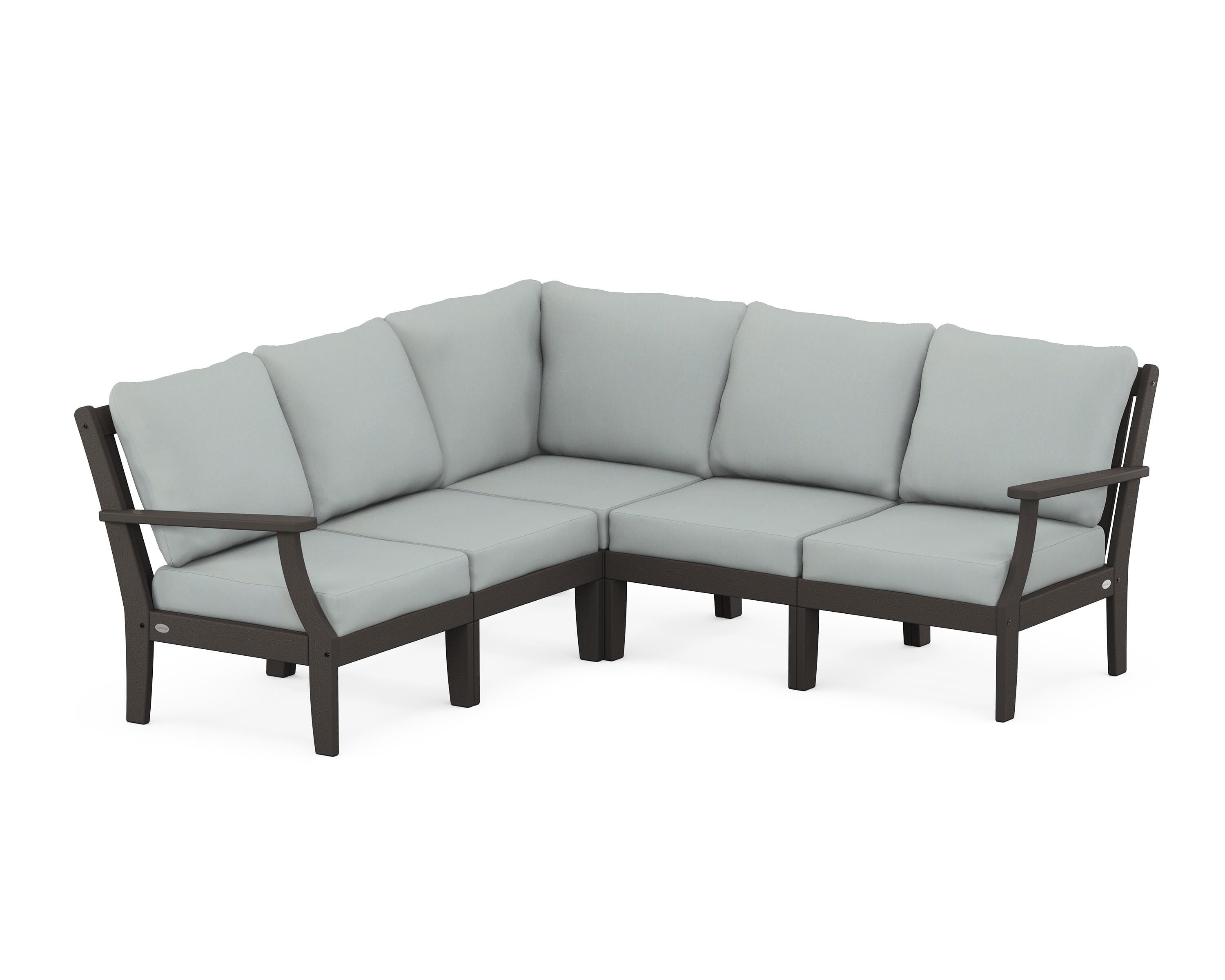 POLYWOOD® Braxton Modular 5-Piece Deep Seating Set in Vintage Coffee / Spa