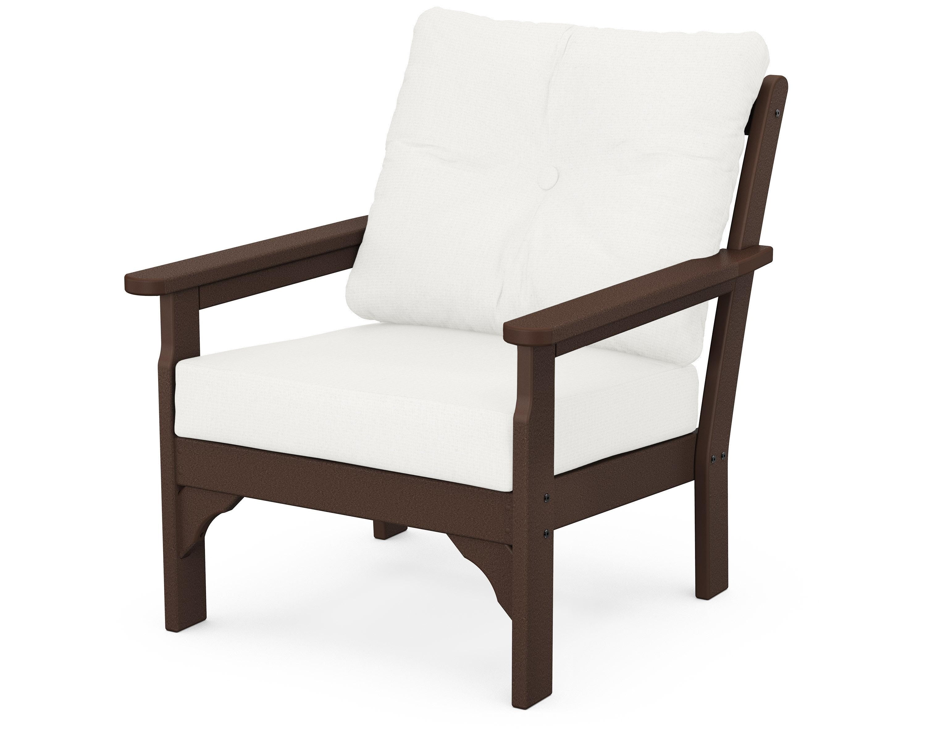 POLYWOOD® Vineyard Deep Seating Chair in Mahogany / Natural Linen