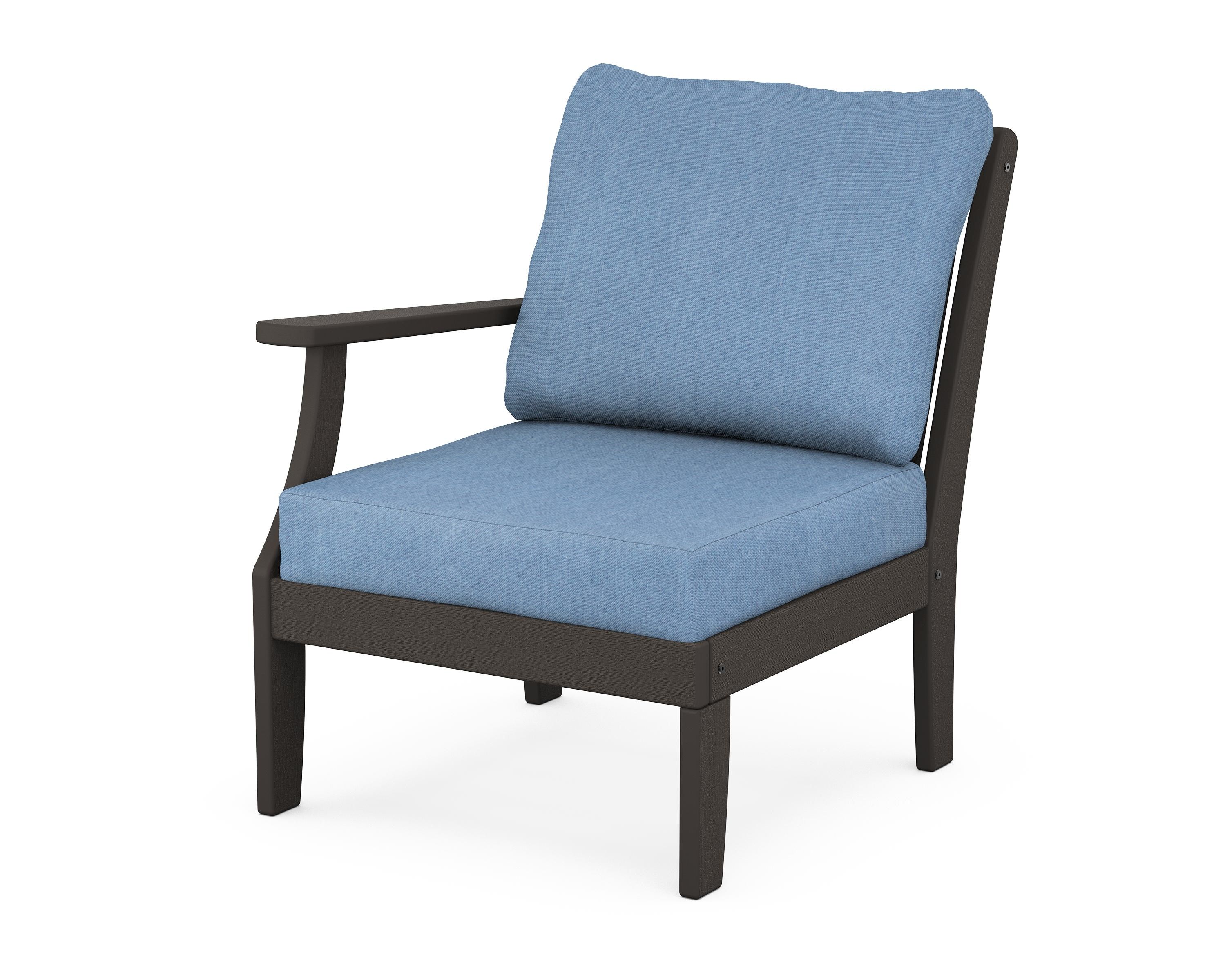 POLYWOOD® Braxton Modular Left Arm Chair in Vintage Coffee / Sky Blue