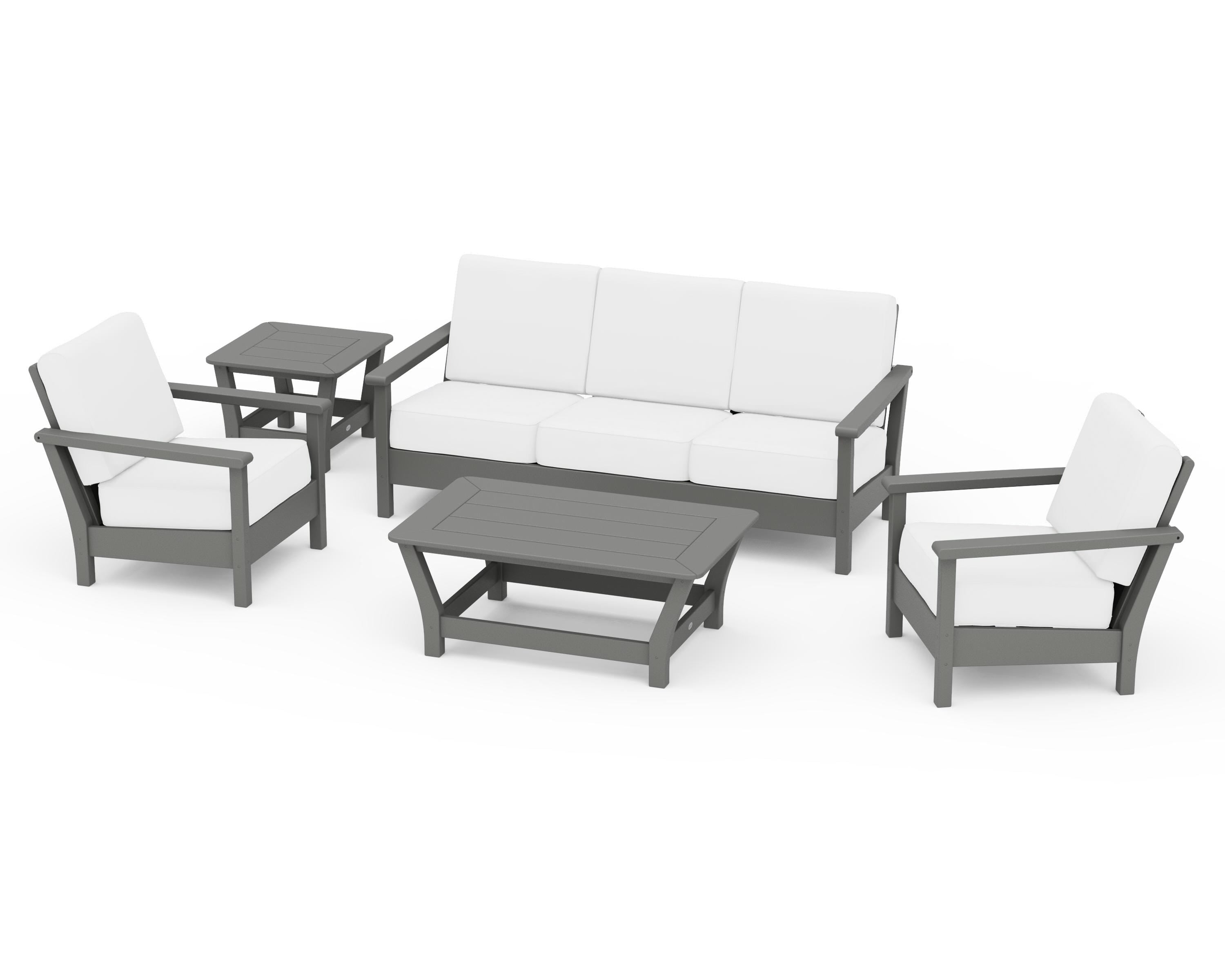 POLYWOOD® Harbour 5-Piece Deep Seating Set in Slate Grey / Natural