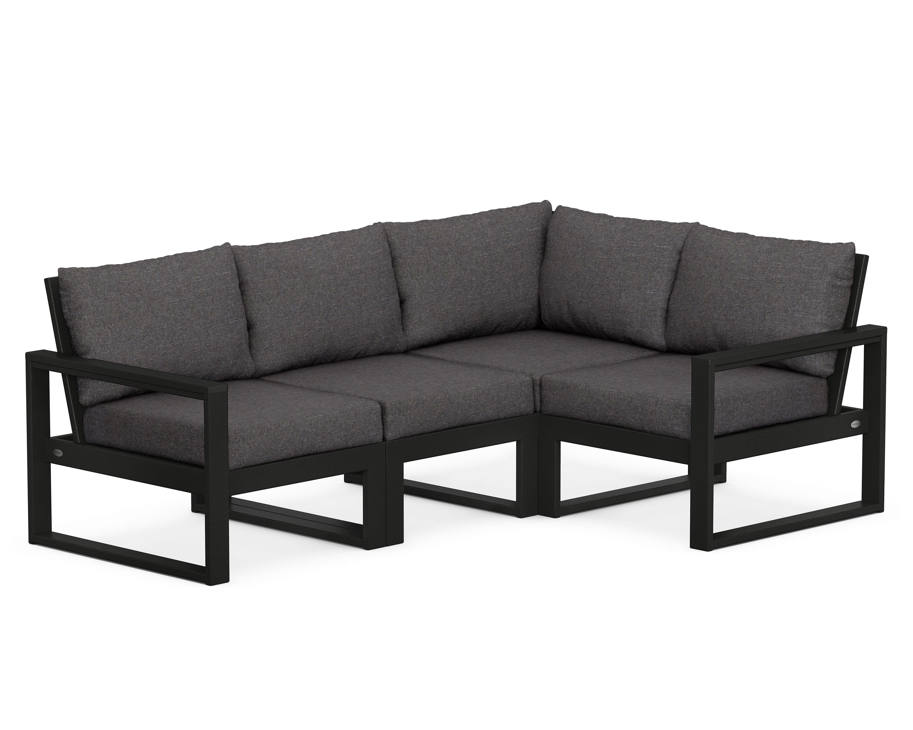 POLYWOOD® EDGE 4-Piece Modular Deep Seating Set in Black / Ash Charcoal