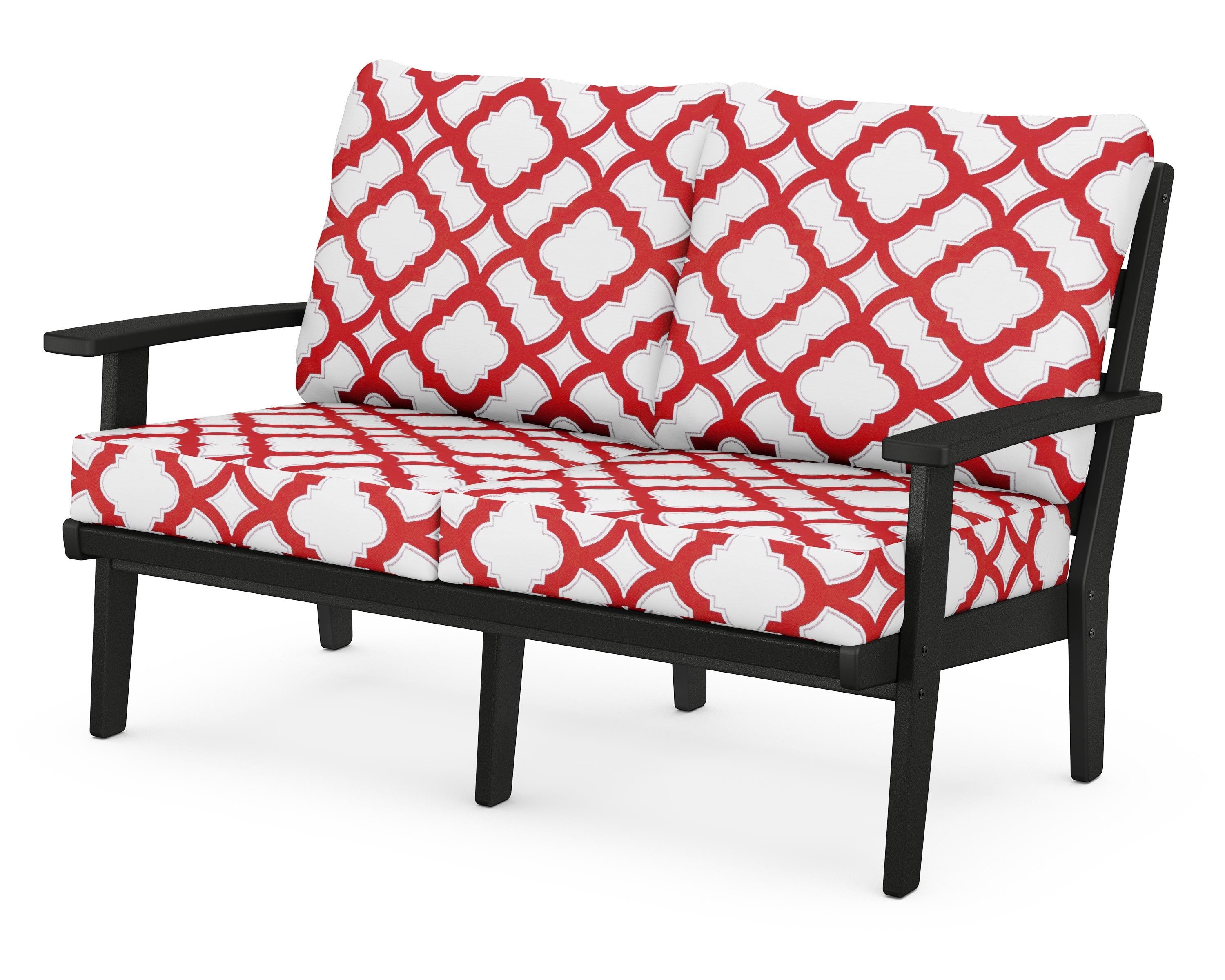 POLYWOOD® Grant Park Deep Seating Loveseat in Black / Trellis Crimson