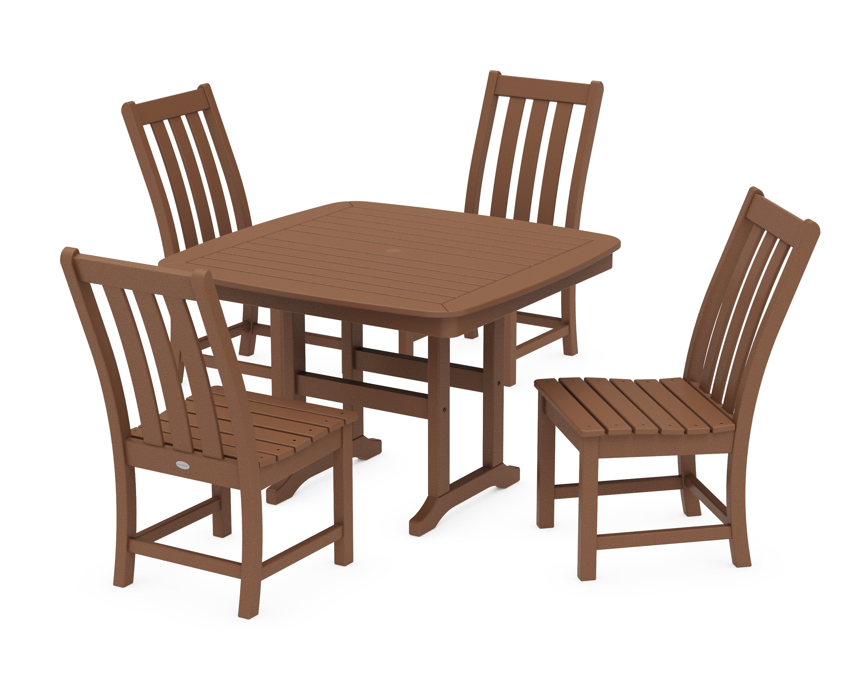 POLYWOOD® Vineyard Side Chair 5-Piece Dining Set with Trestle Legs in Teak
