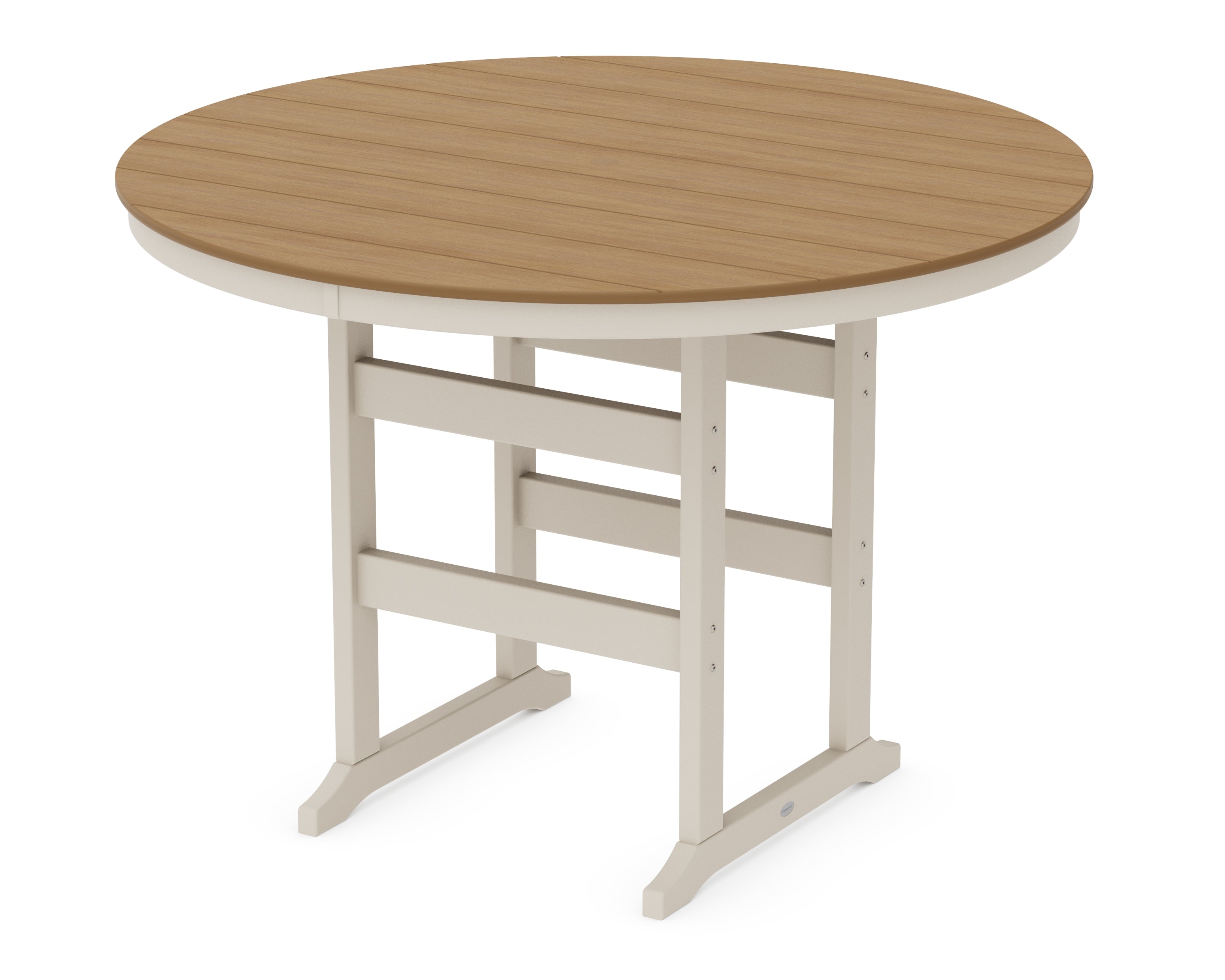 POLYWOOD® 60" Round Farmhouse Bar Table in Sand / Natural