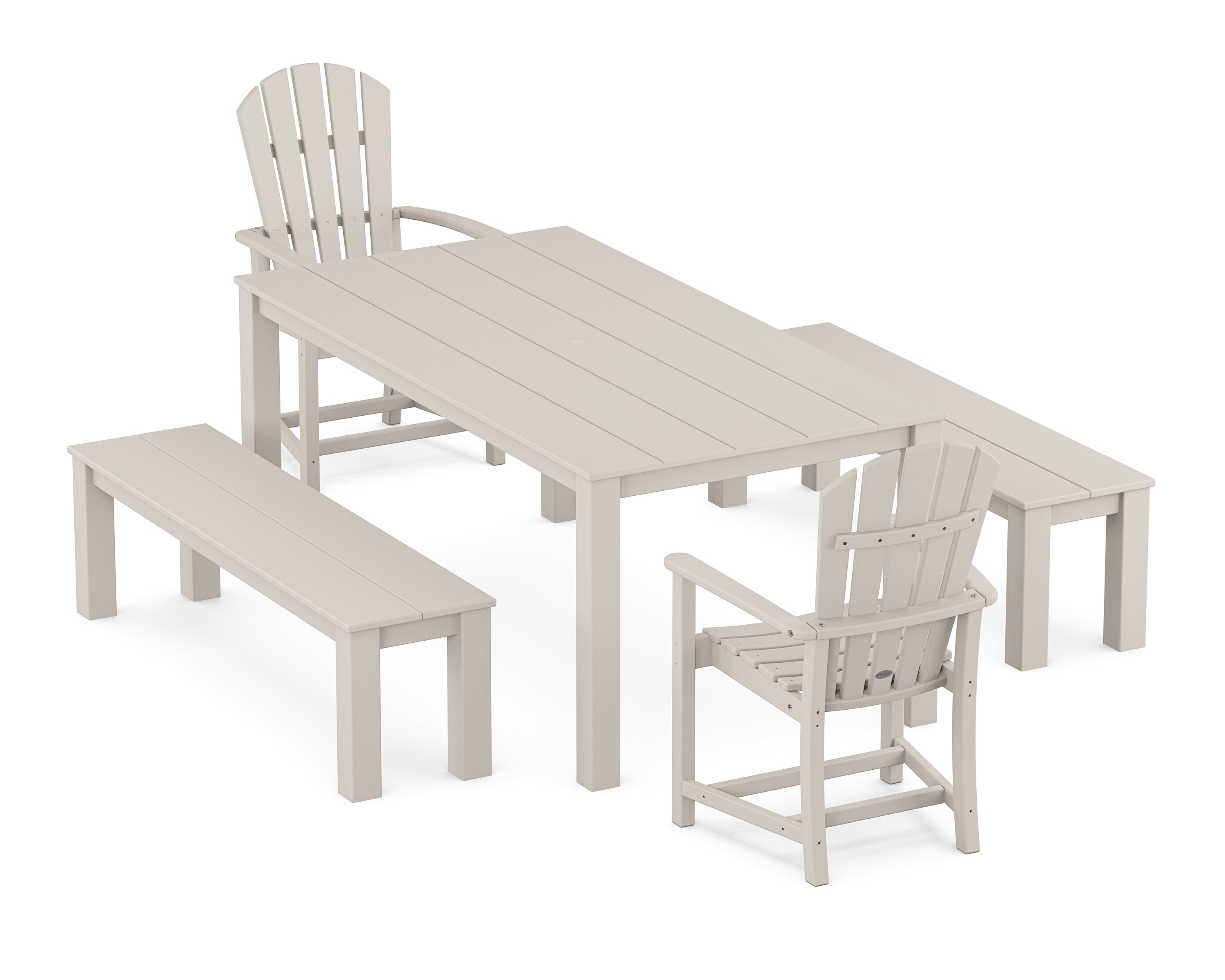 POLYWOOD® Palm Coast 5-Piece Parsons Dining Set with Benches in Sand
