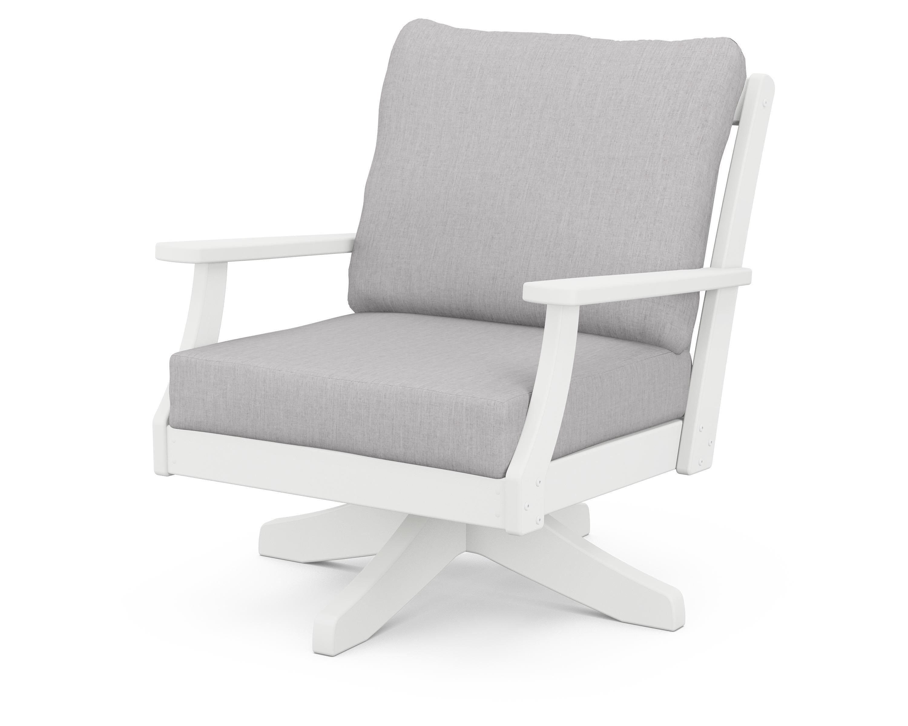 POLYWOOD® Braxton Deep Seating Swivel Chair in White / Granite