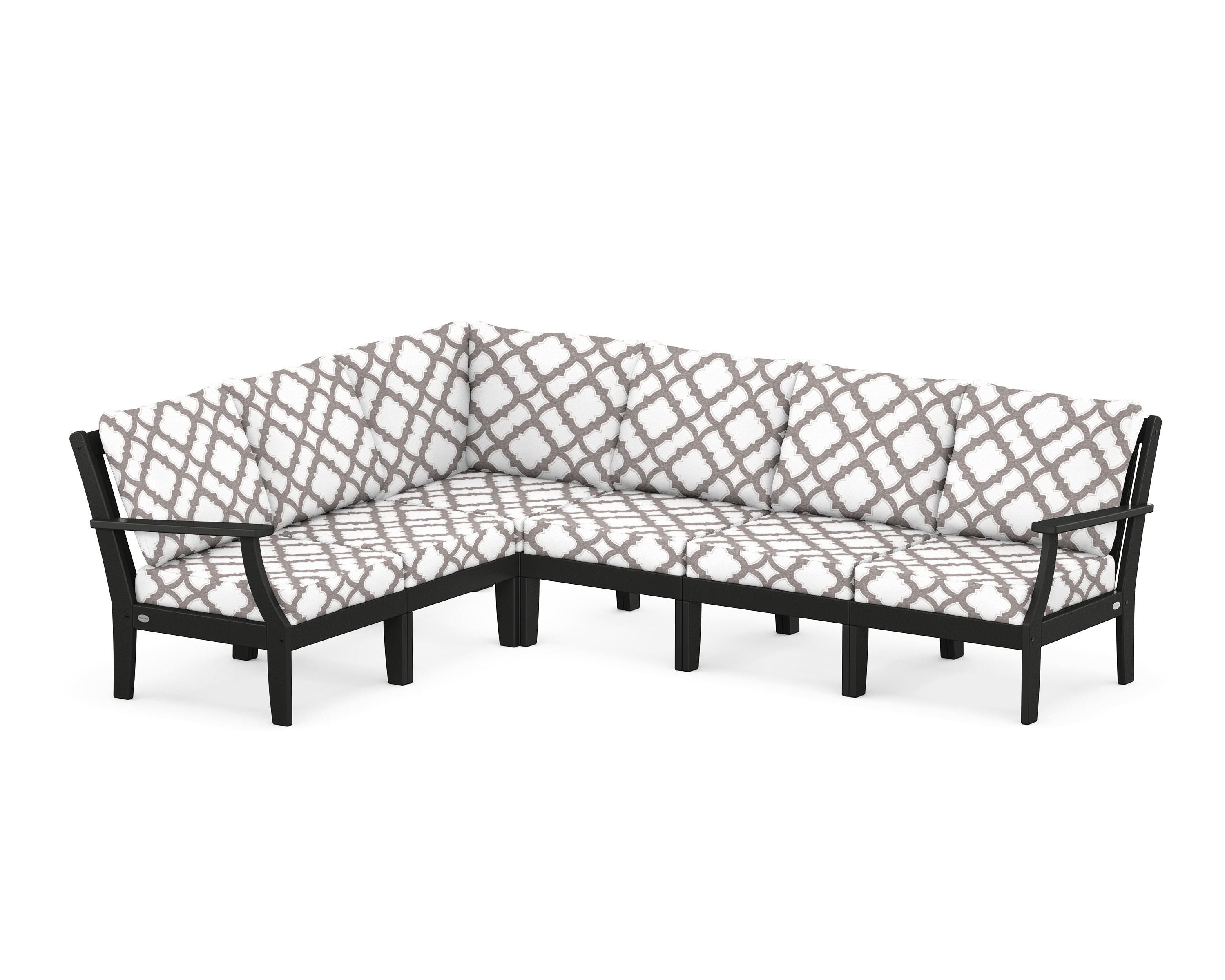 POLYWOOD® Braxton Modular 6-Piece Deep Seating Set in Black / Trellis Grey Mist