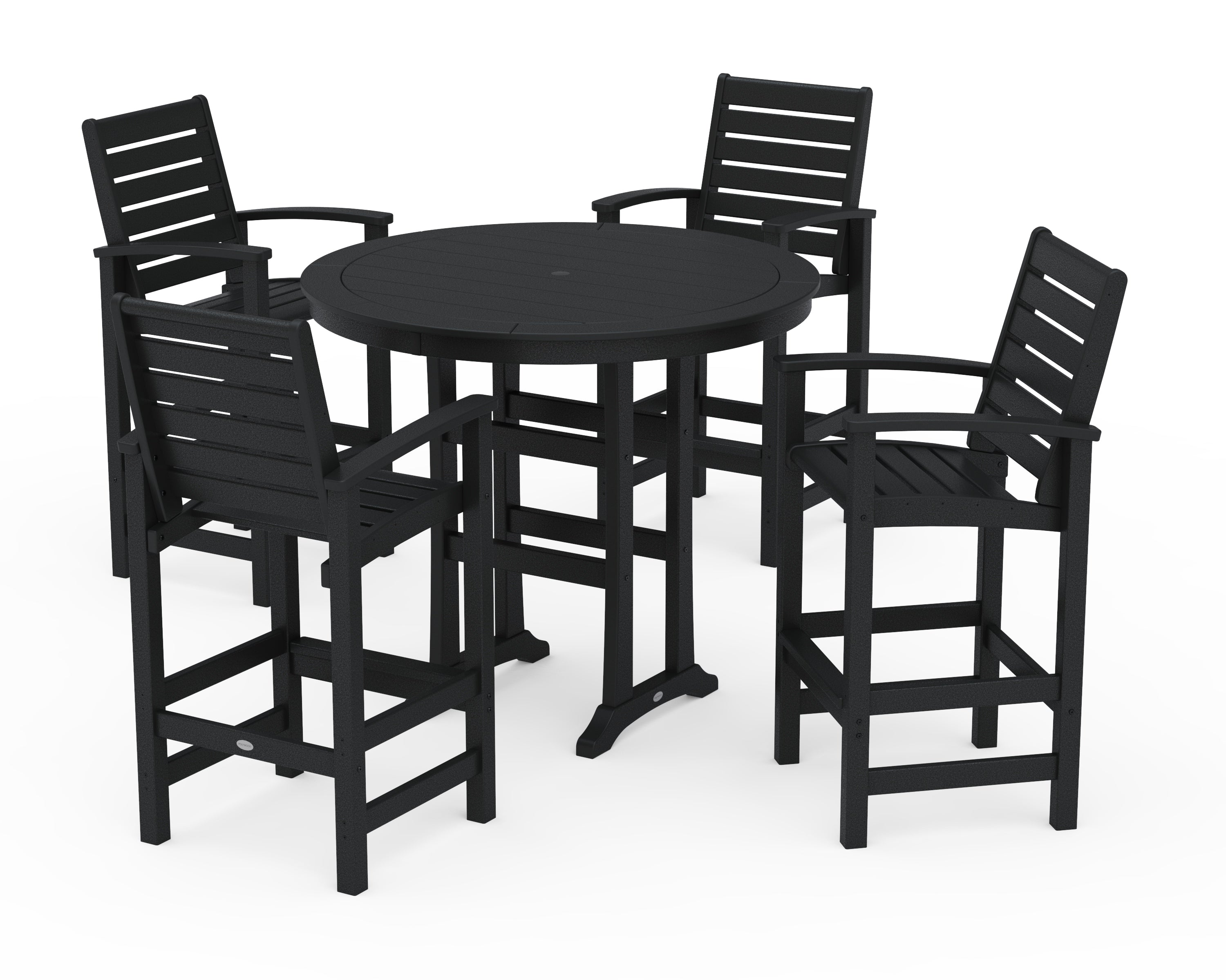 POLYWOOD® 5 Piece Signature Bar Dining Set in Black