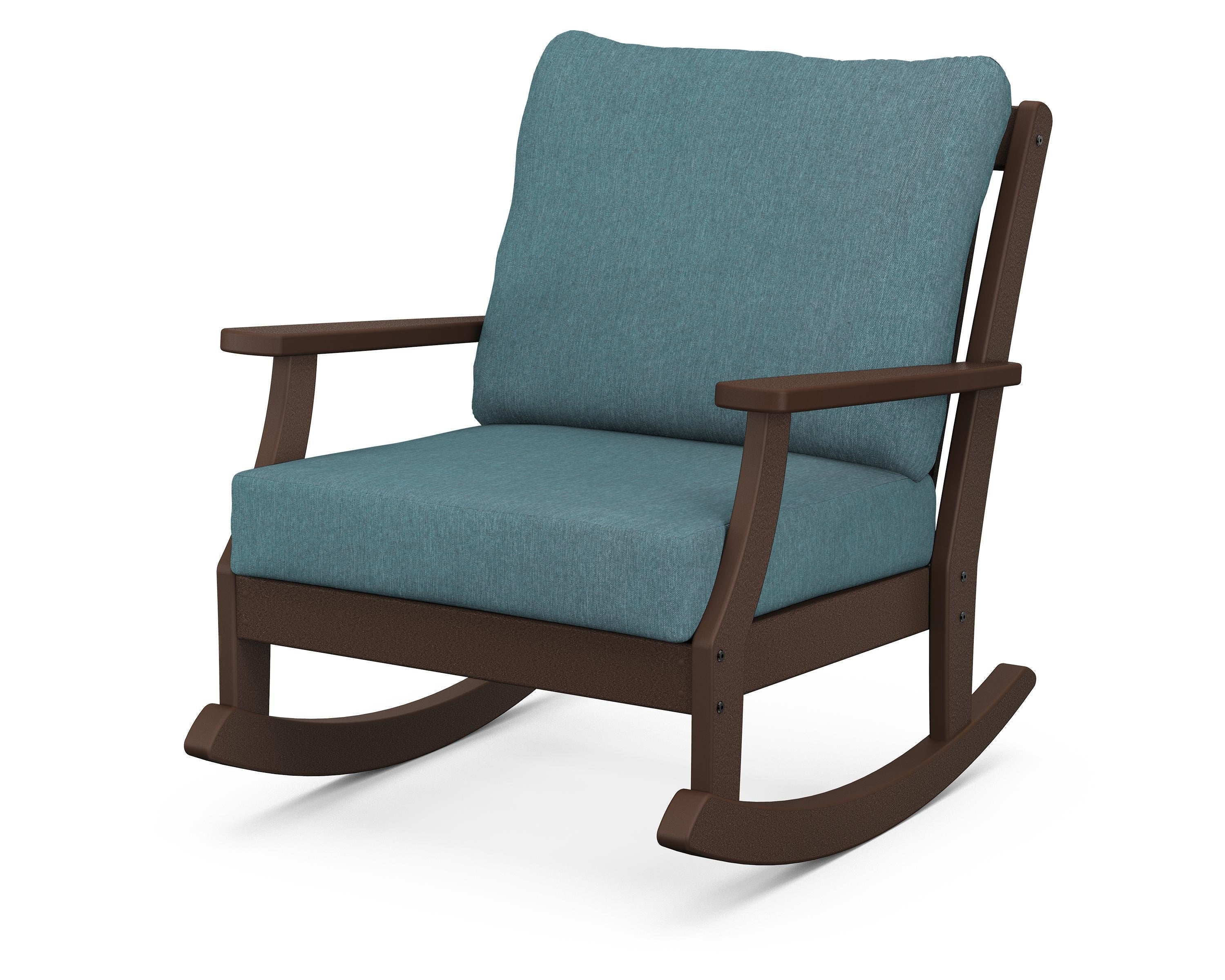 POLYWOOD® Braxton Deep Seating Rocking Chair in Mahogany / Ocean Teal