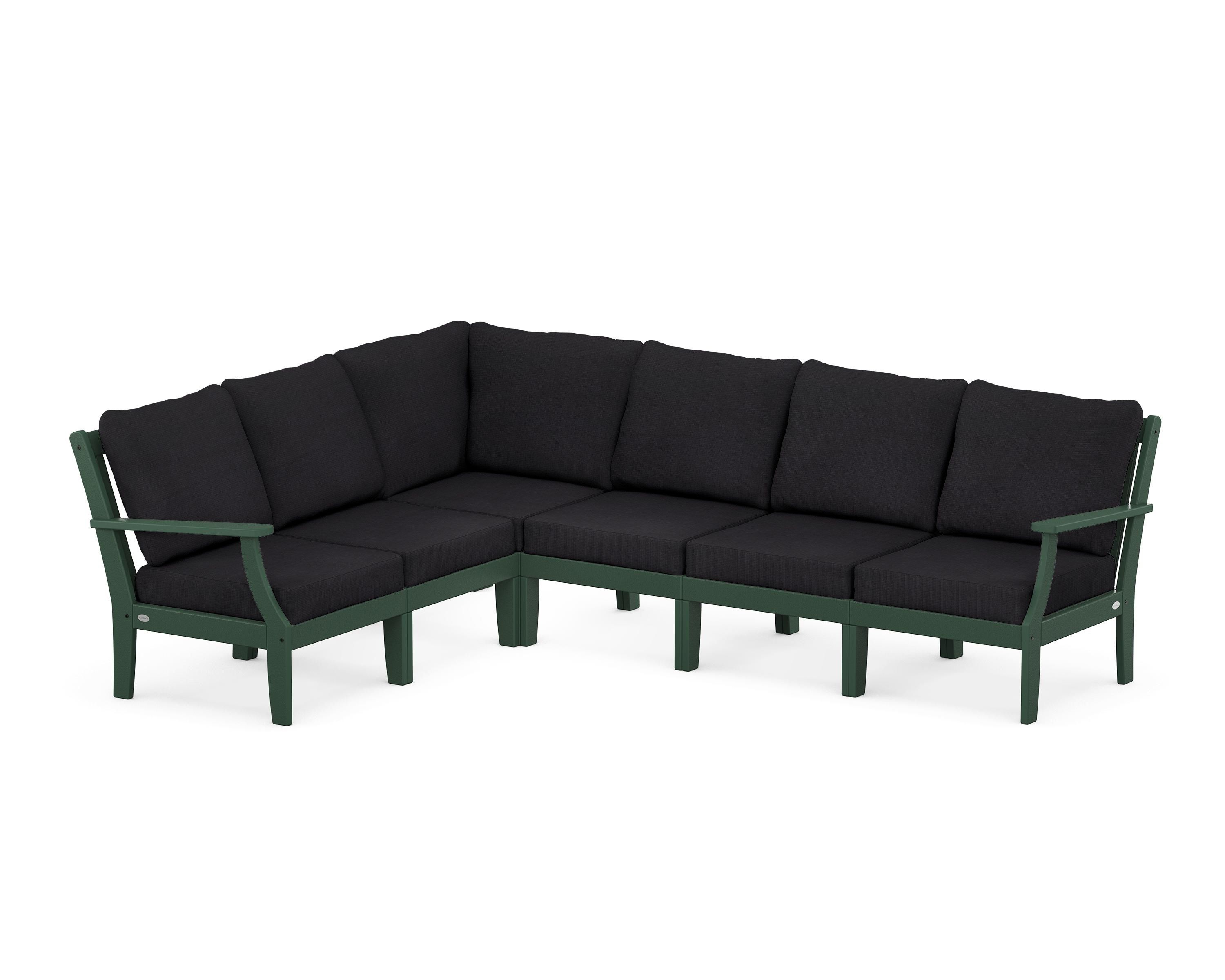 POLYWOOD® Braxton Modular 6-Piece Deep Seating Set in Green / Midnight Linen