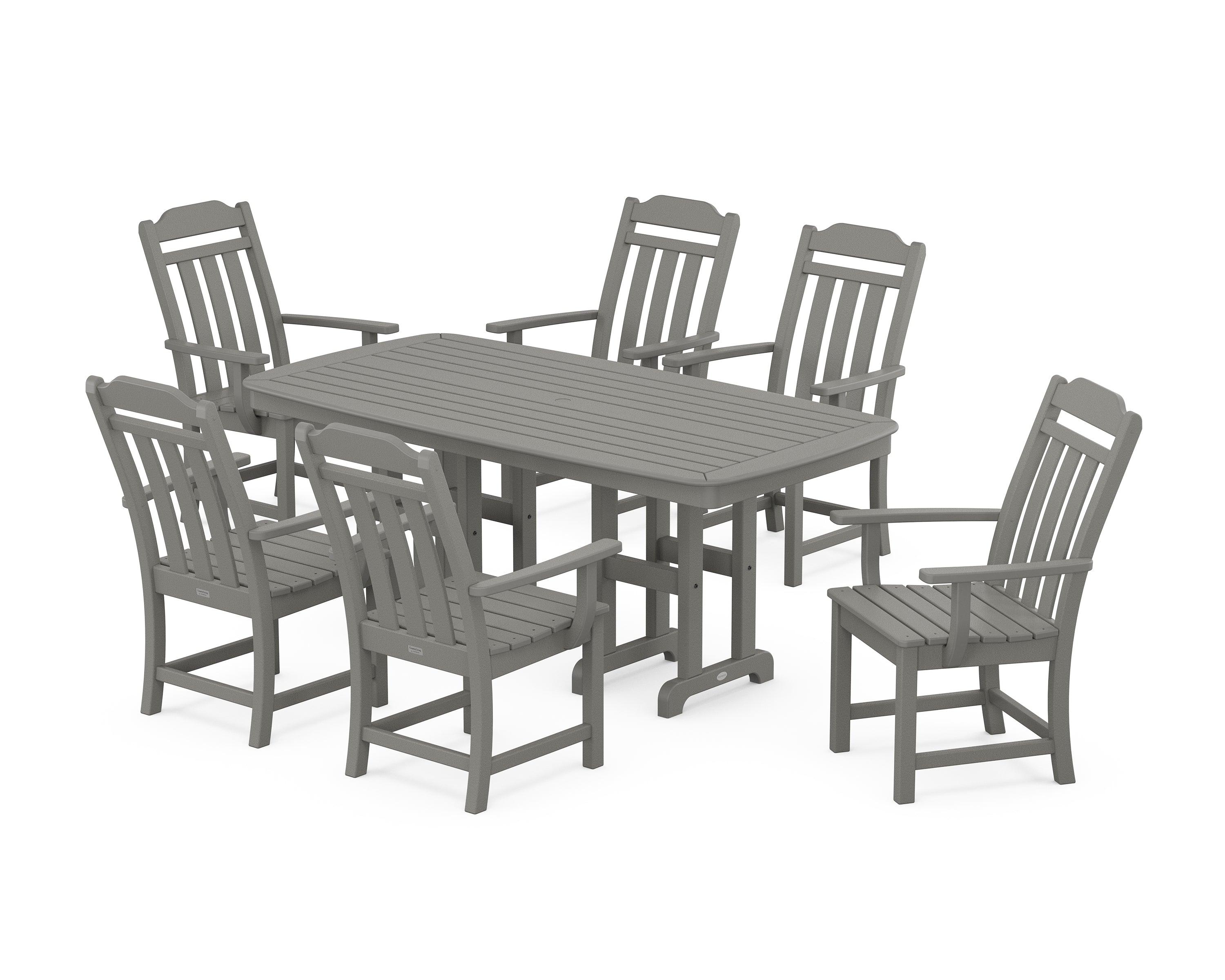 Country Living Cottage Arm Chair 7-Piece Dining Set in Slate Grey