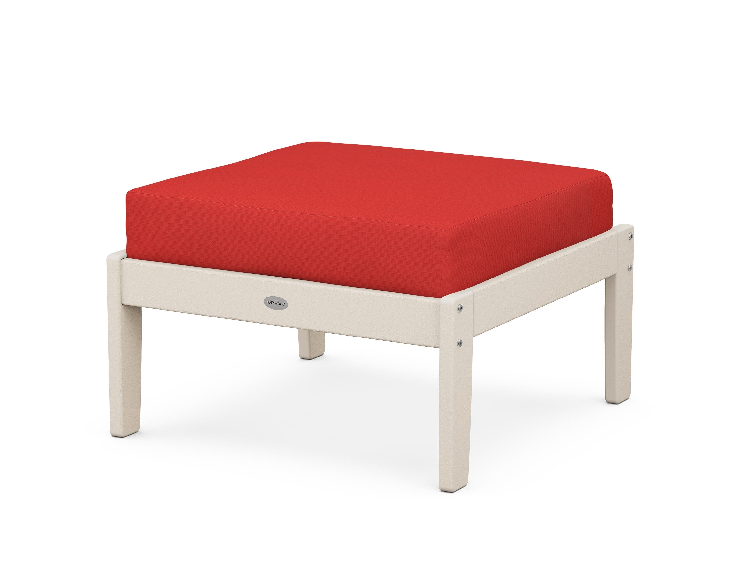 POLYWOOD® Braxton Deep Seating Ottoman in Sand / Crimson Linen