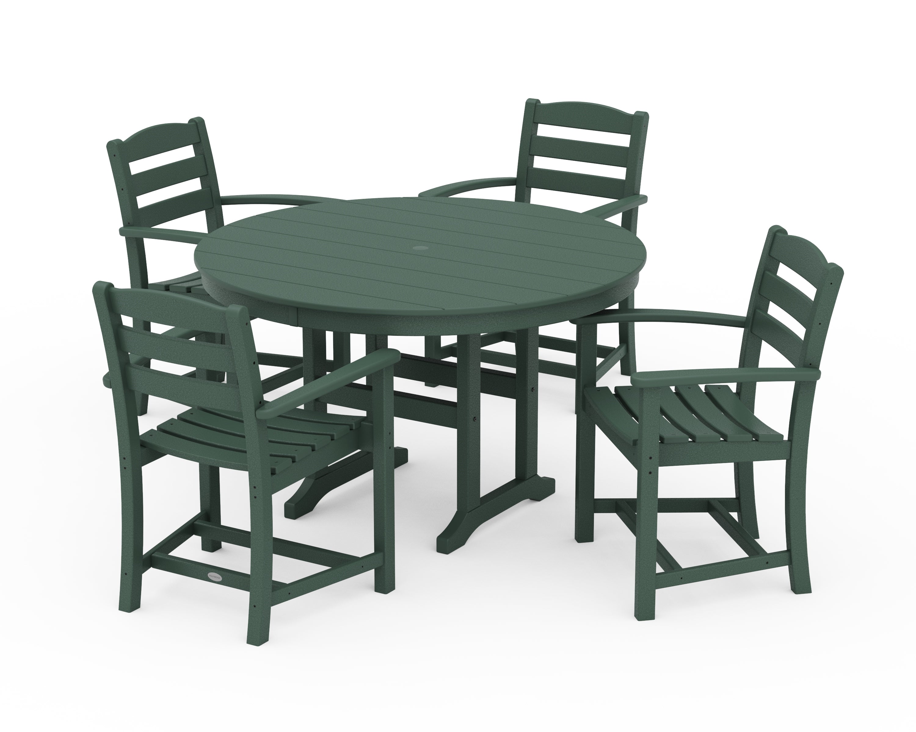POLYWOOD® La Casa Café 5-Piece Round Farmhouse Dining Set in Green