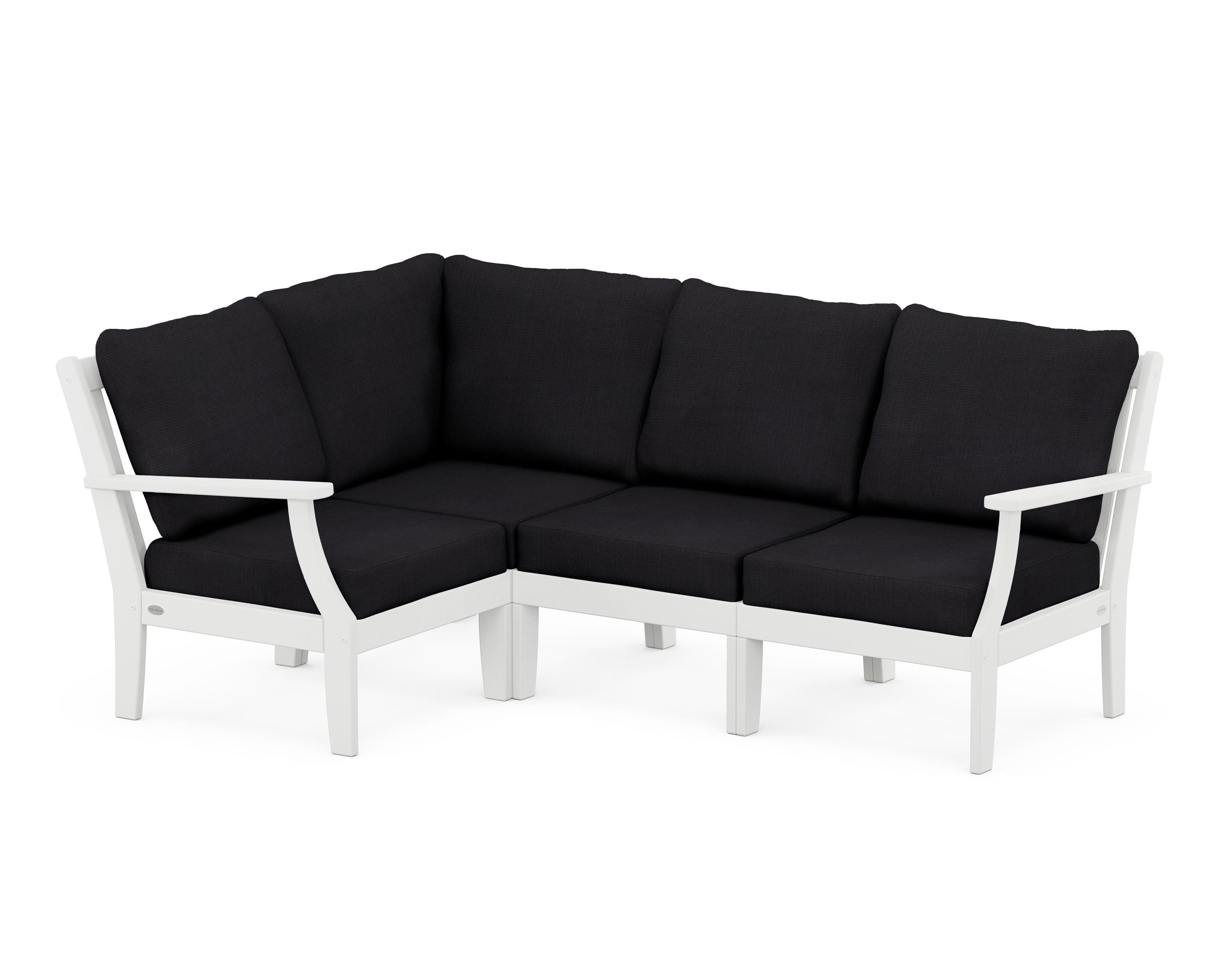 POLYWOOD® Braxton Modular 4-Piece Deep Seating Set in White / Midnight Linen