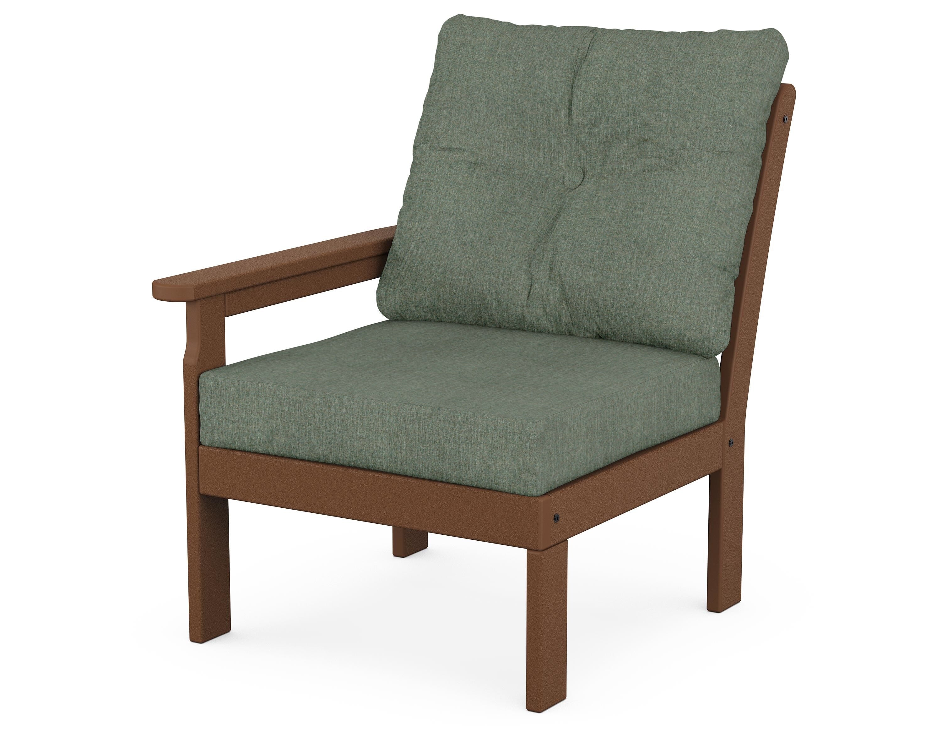 POLYWOOD® Vineyard Modular Left Arm Chair in Teak / Cast Sage