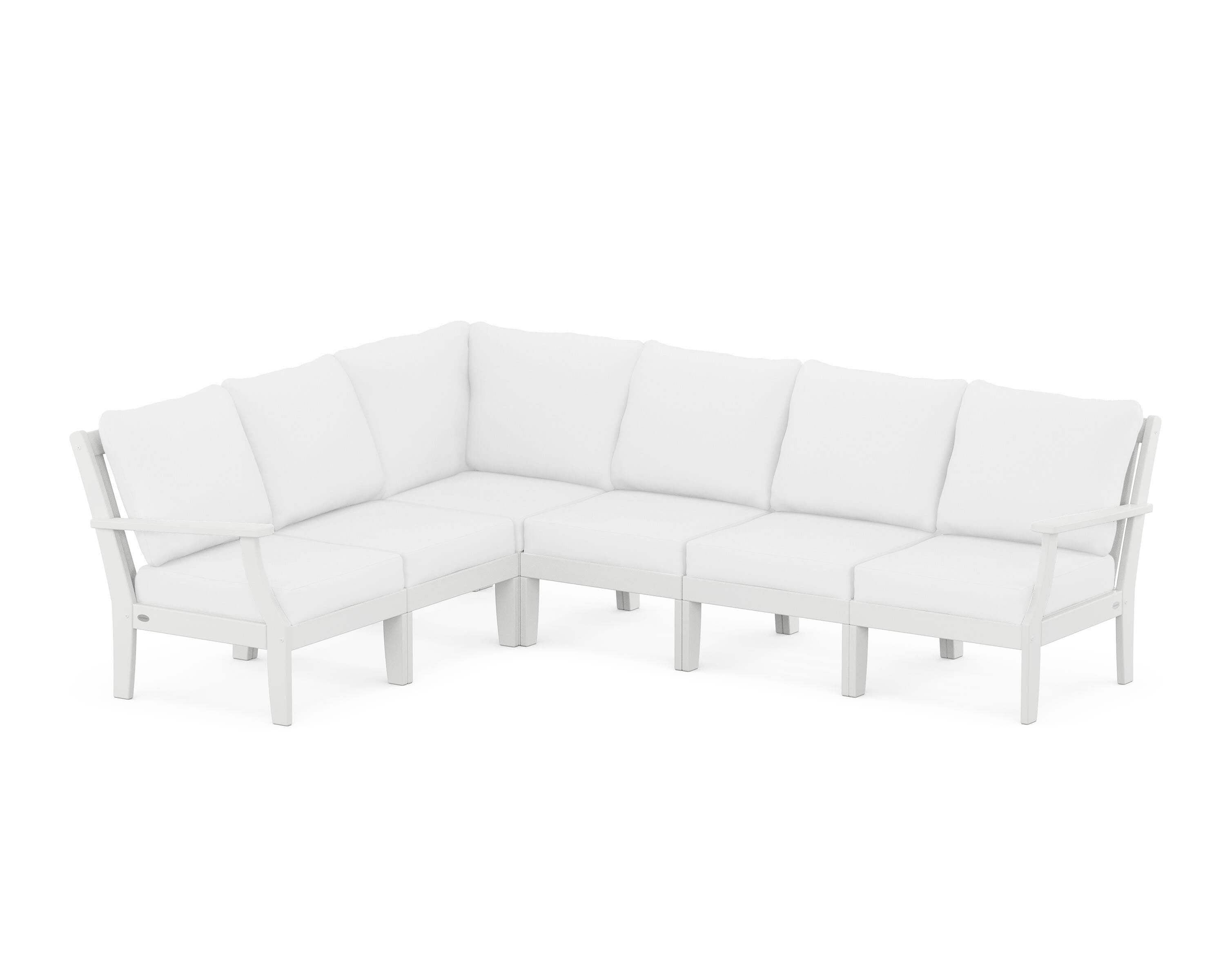 POLYWOOD® Braxton Modular 6-Piece Deep Seating Set in White / Natural