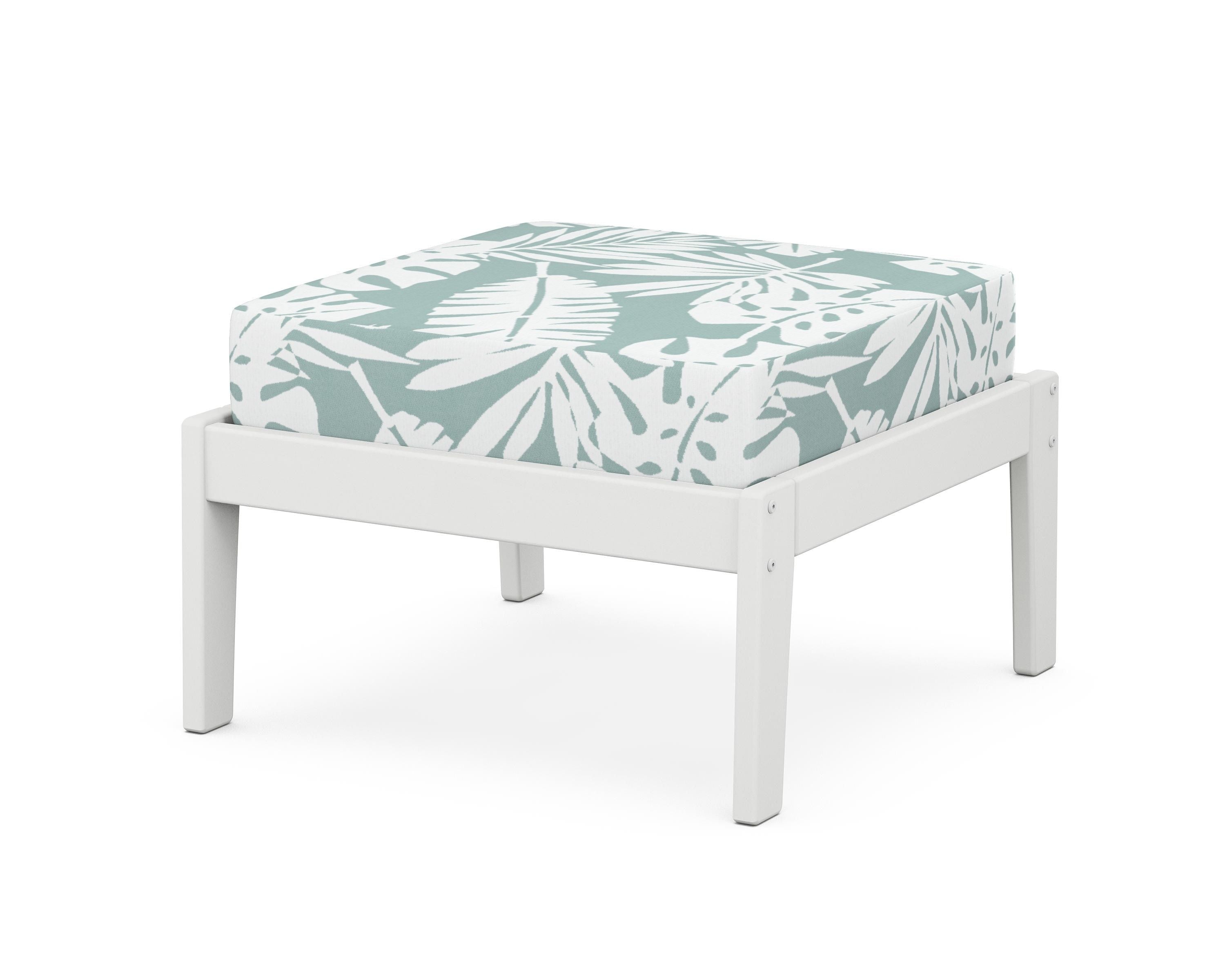 Unbranded Deep Seating Ottoman in White / Leaf Glacier Spa